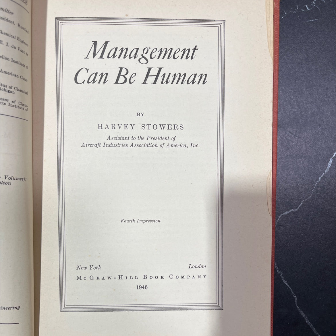 management can be human book, by harvey stowers, 1946 Hardcover image 2