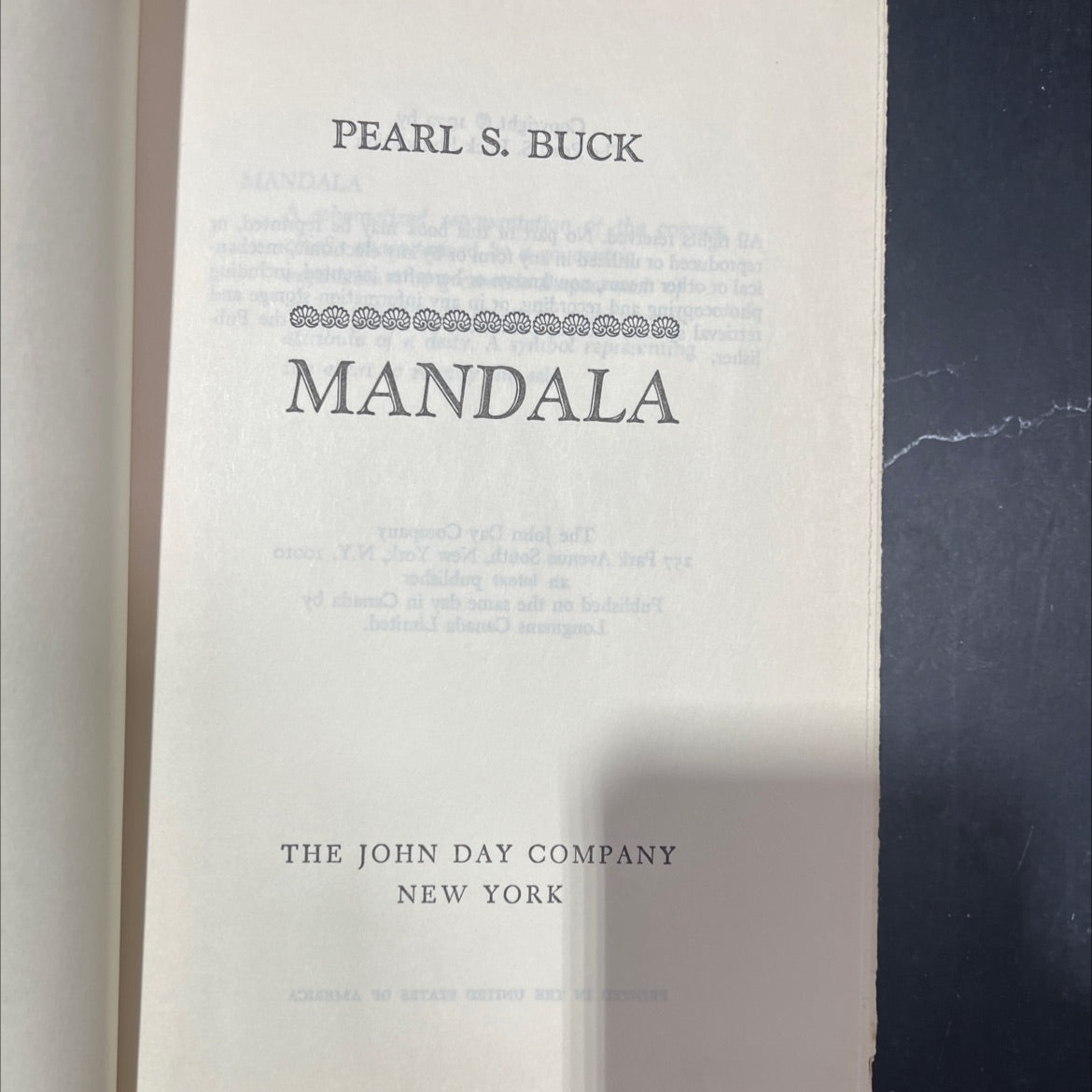 mandala book, by pearl s. buck, 1970 Hardcover image 2