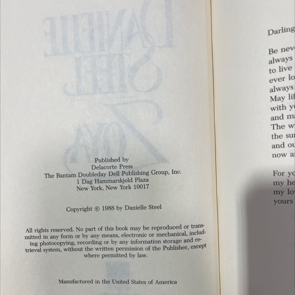 many blessings book, by Danielle Steel, 1988 Hardcover image 3