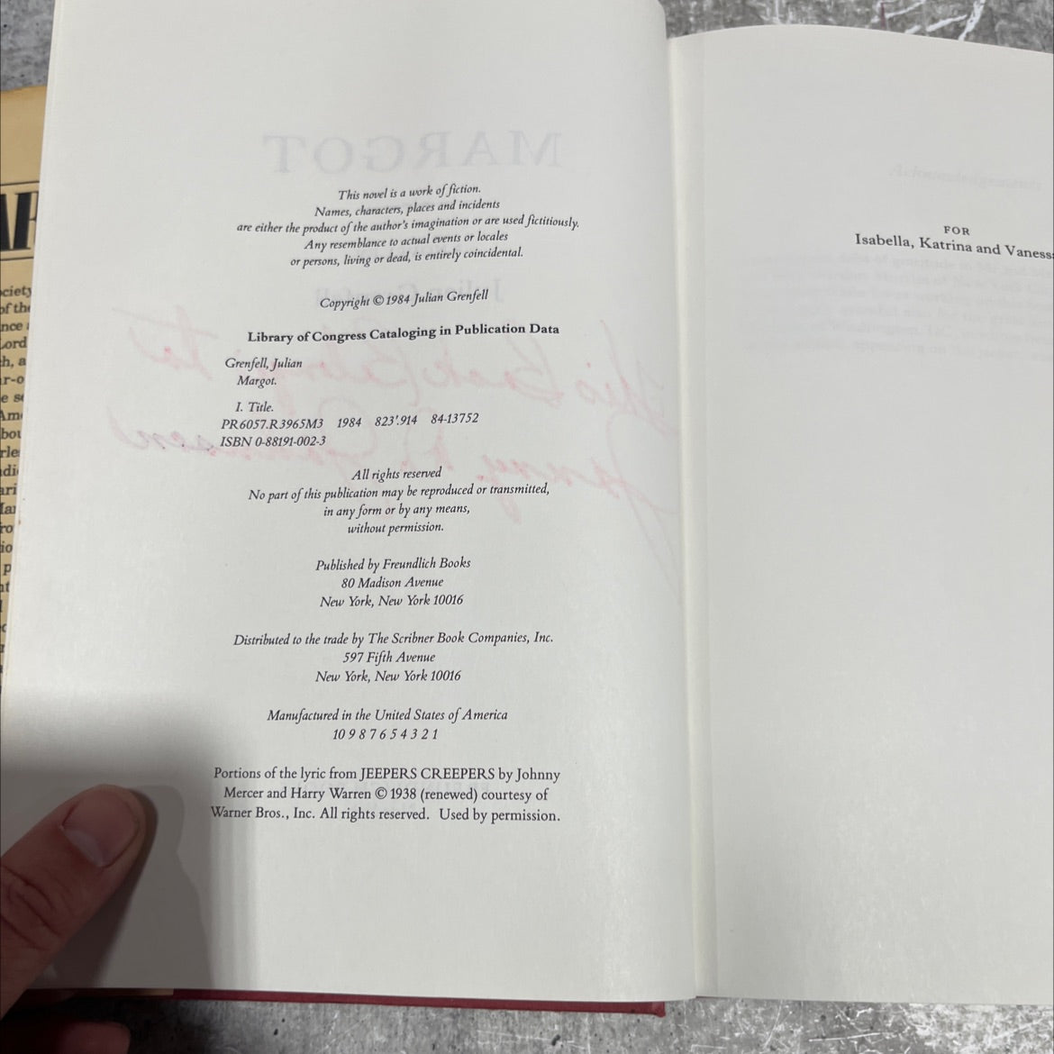 margot book, by julian grenfell, 1984 Hardcover image 3