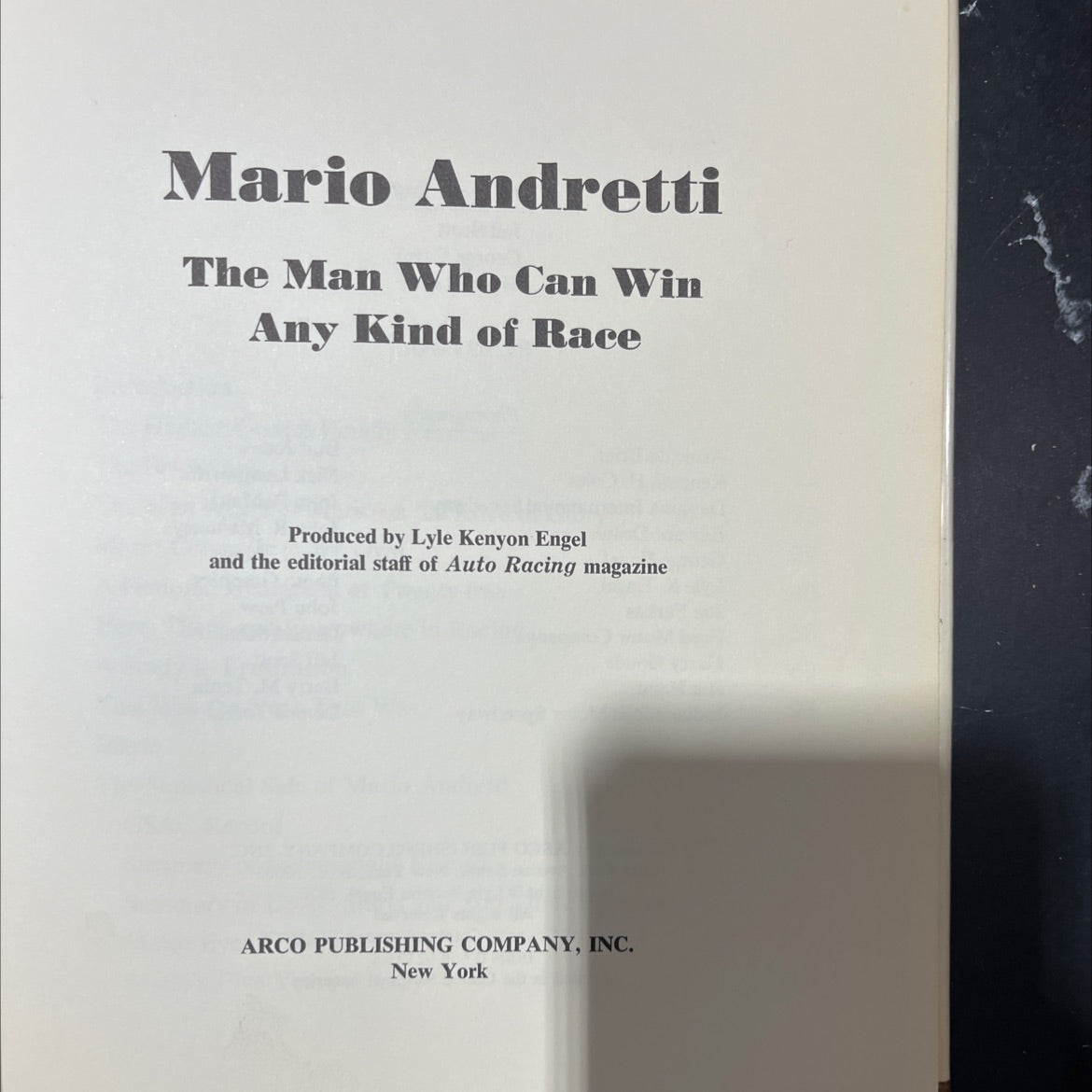 mario andretti the man who can win any kind of race book, by Lyle Kenyon Engel, 1970 Hardcover image 2