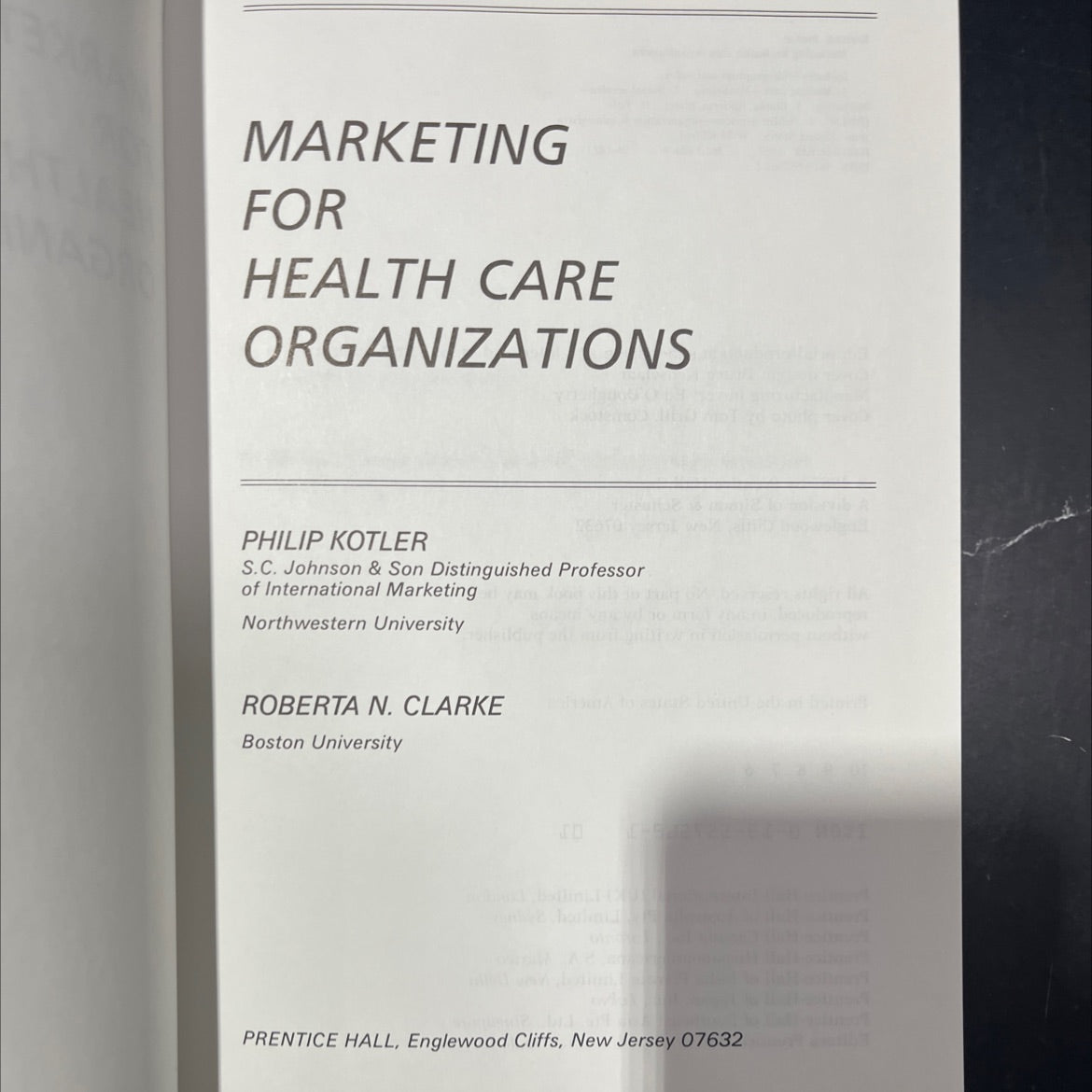 marketing for health care organizations book, by philip kotler, roberta n. clarke, 1987 Hardcover image 2