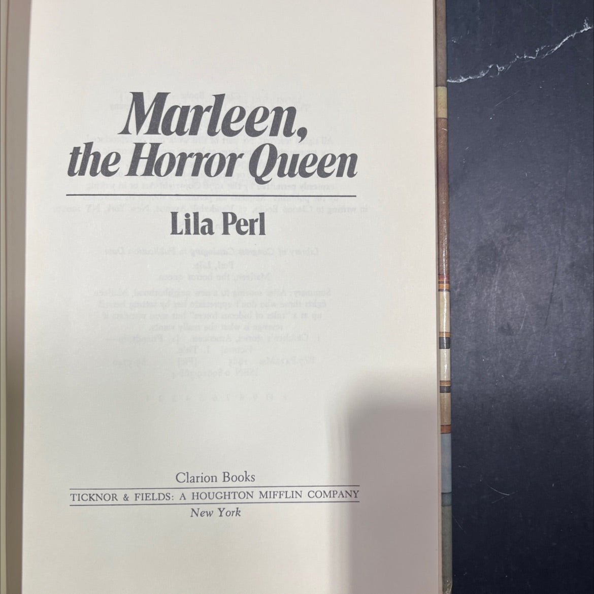 marleen, the horror queen book, by Lila Perl, 1985 Hardcover image 2