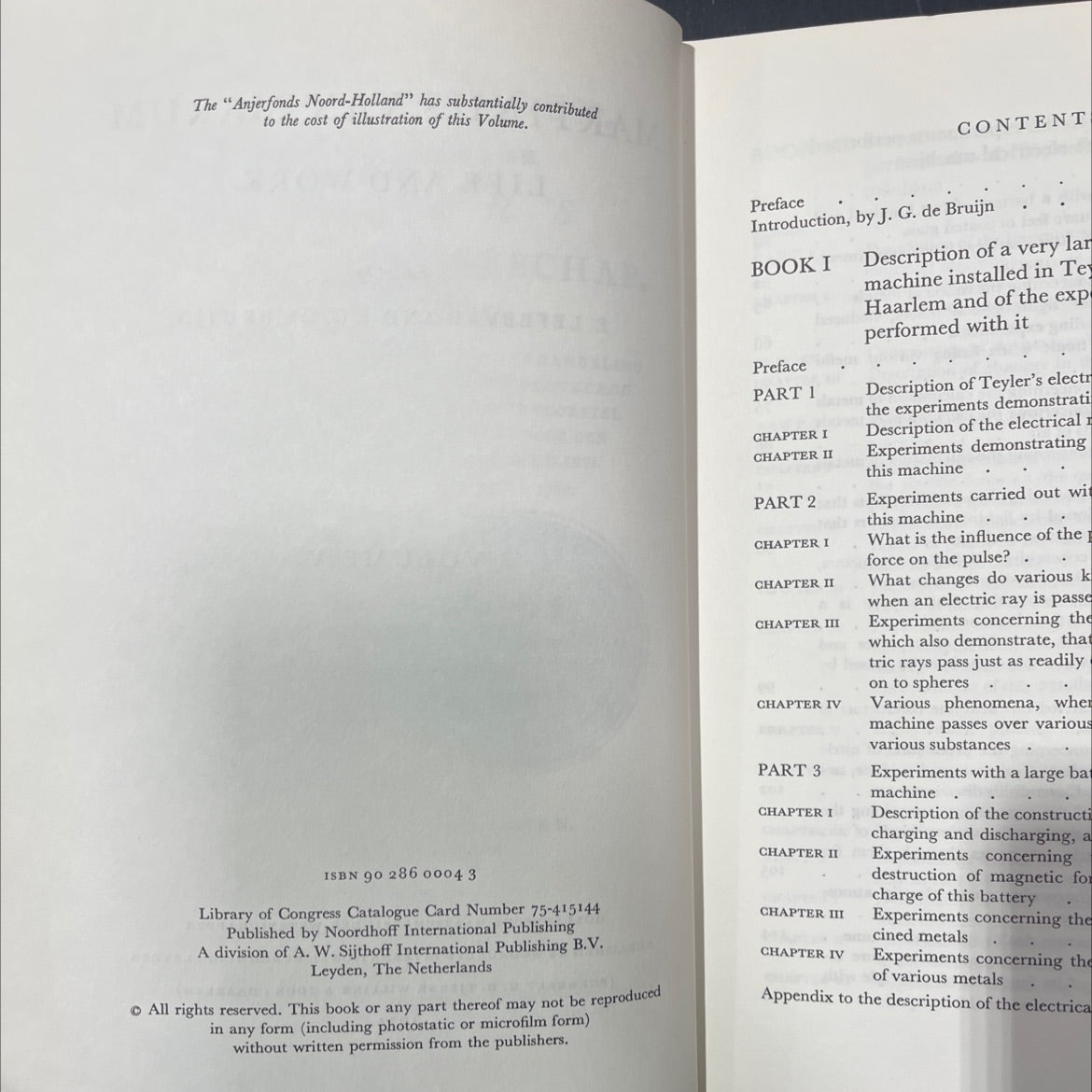 martinus van marum life and work book, by e. lefebvre and j. g. de bruin, 1974 Hardcover image 3