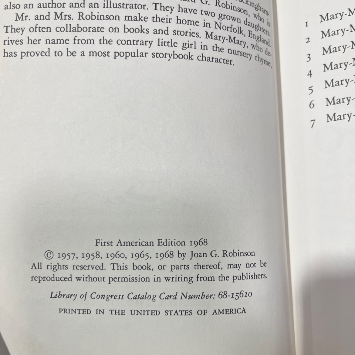 mary-mary stories book, by joan g. robinson, 1968 Hardcover image 3