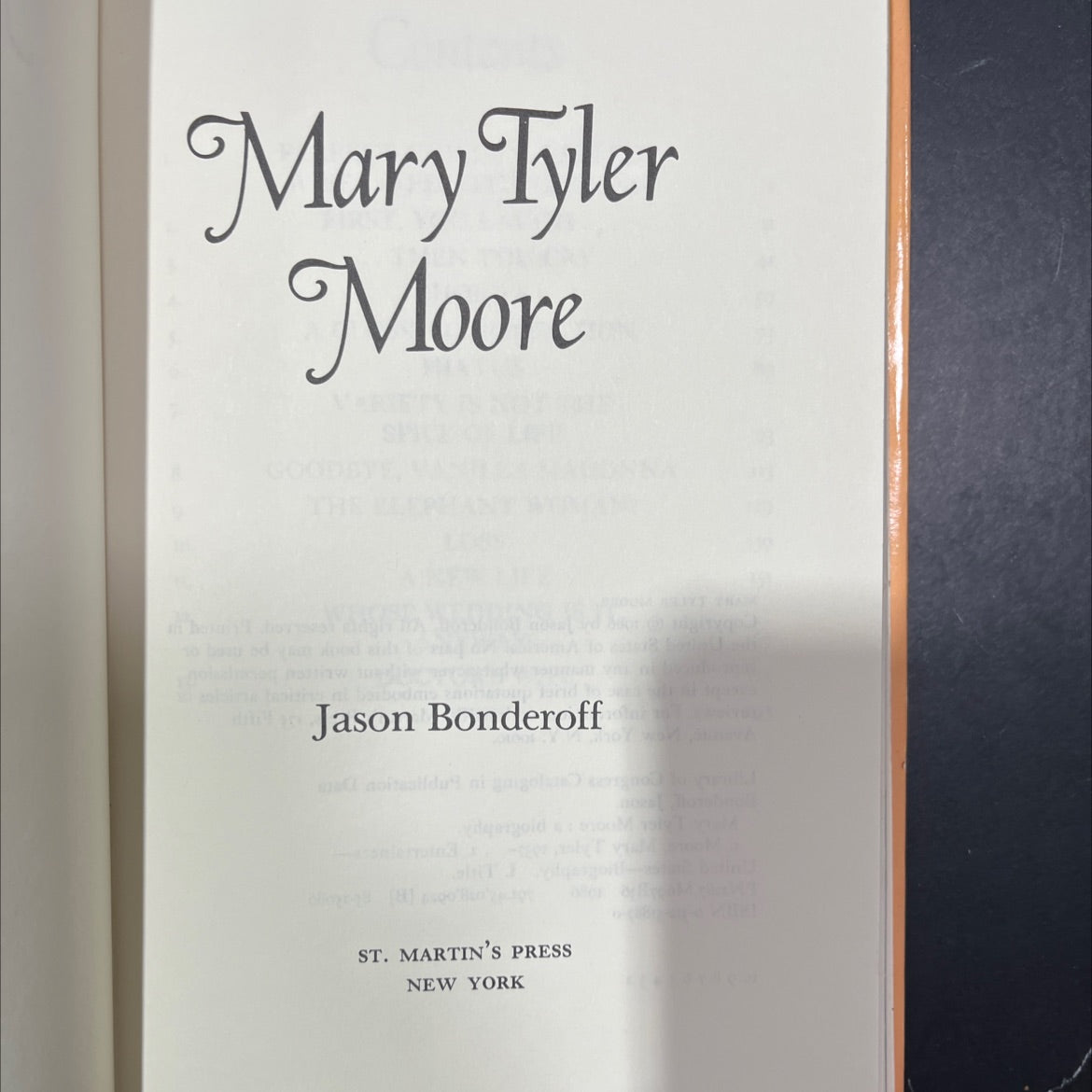 mary tyler moore: a biography book, by Jason Bonderoff, 1986 Hardcover image 2
