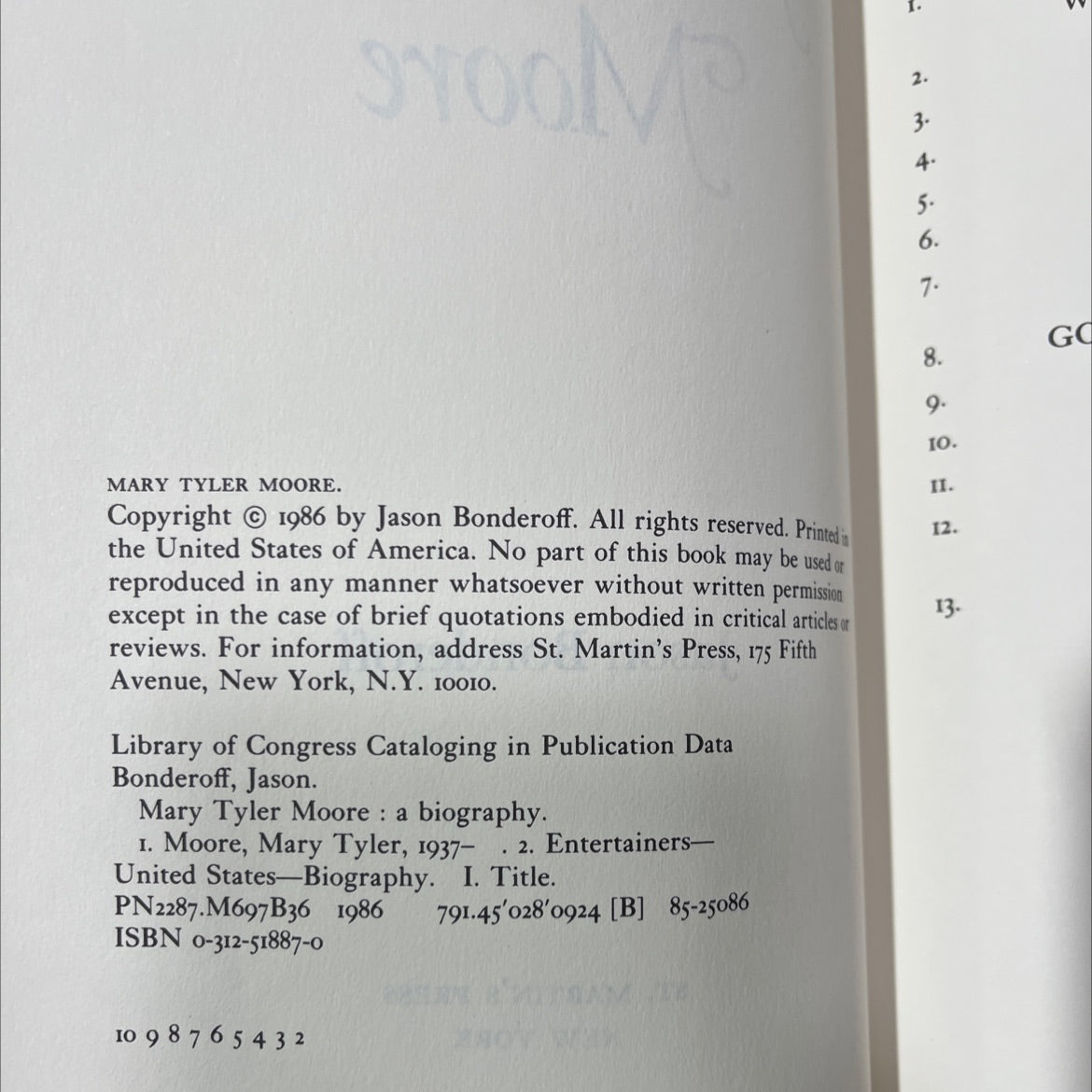 mary tyler moore: a biography book, by Jason Bonderoff, 1986 Hardcover image 3