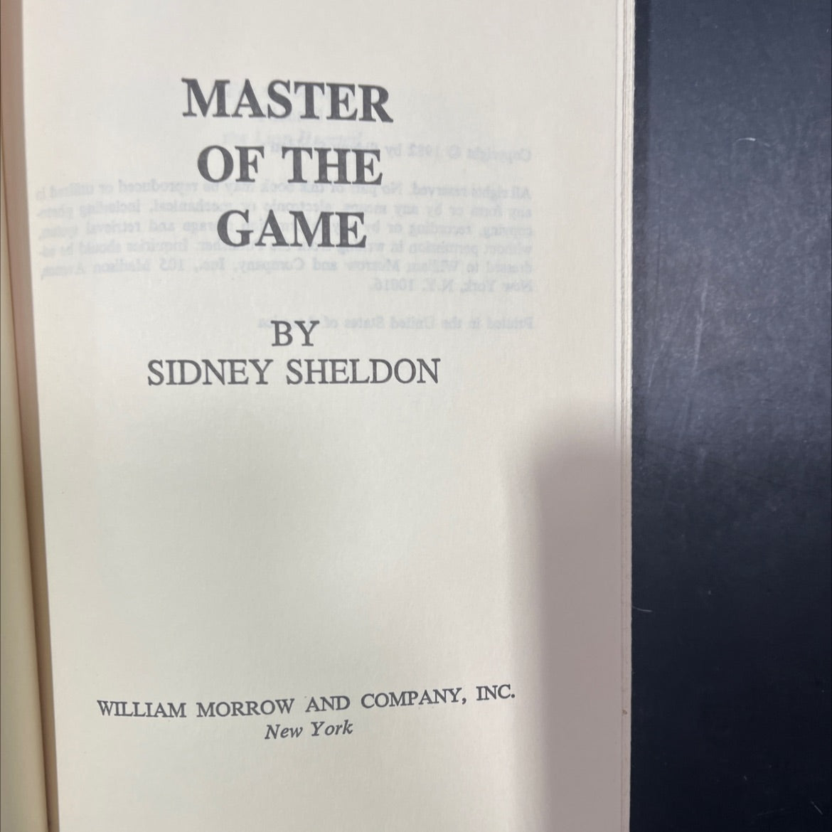 master of the game book, by sidney sheldon, 1982 Hardcover image 2