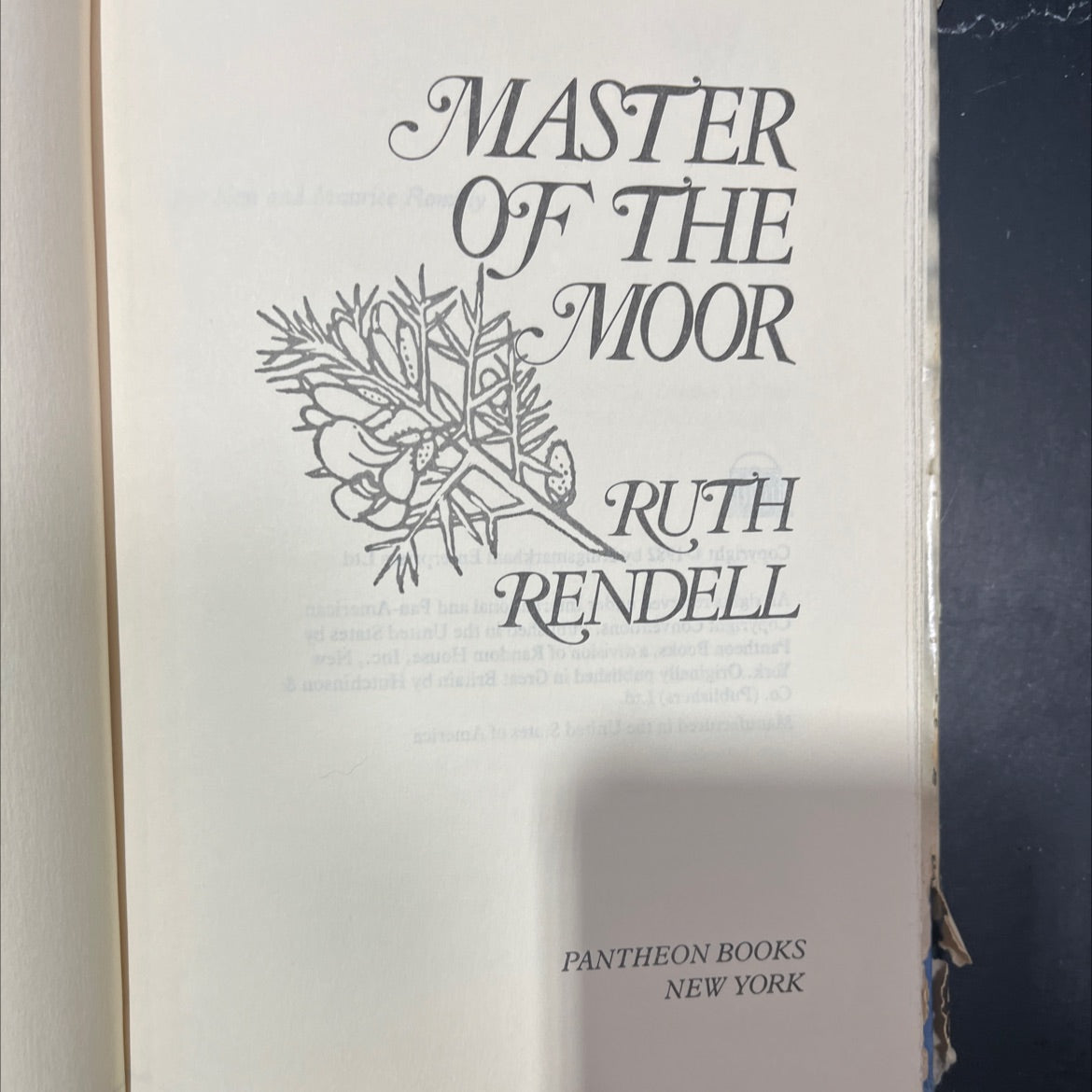 master of the moor book, by ruth rendell, 1982 Hardcover image 2