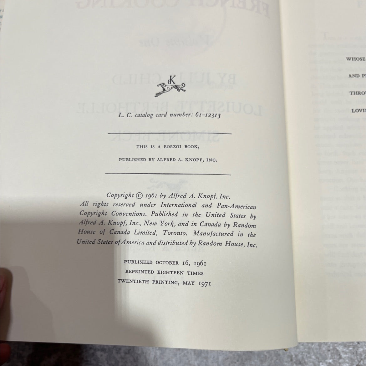 mastering the art of french cooking volume one book, by julia child, louisette berthollet, simone beck, 1971 Hardcover image 3