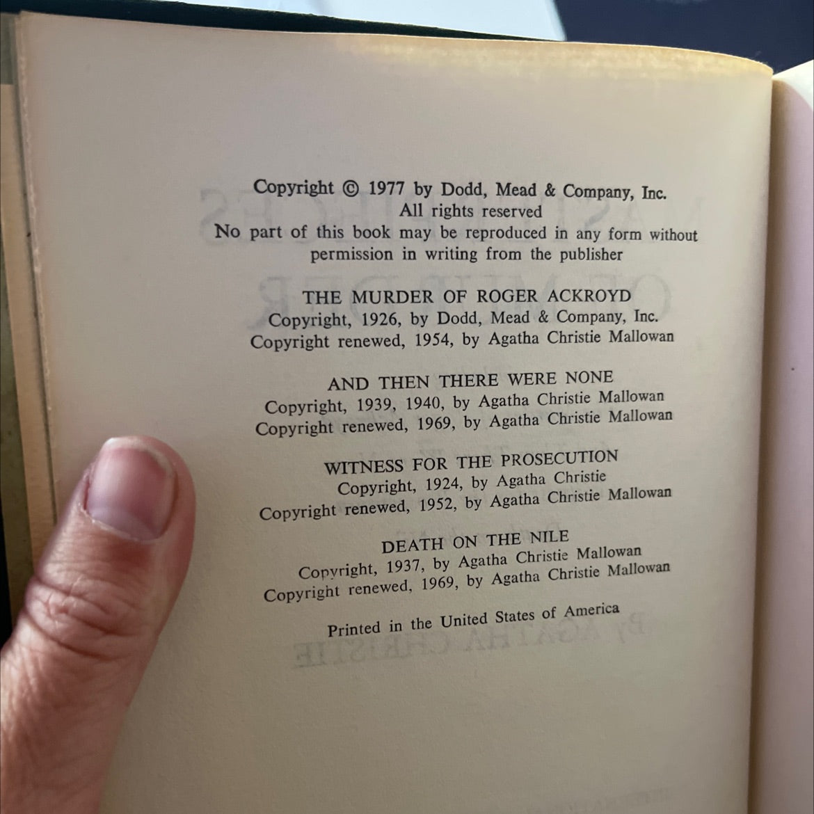 masterpieces of murder book, by agatha christie, 1977 Hardcover image 3