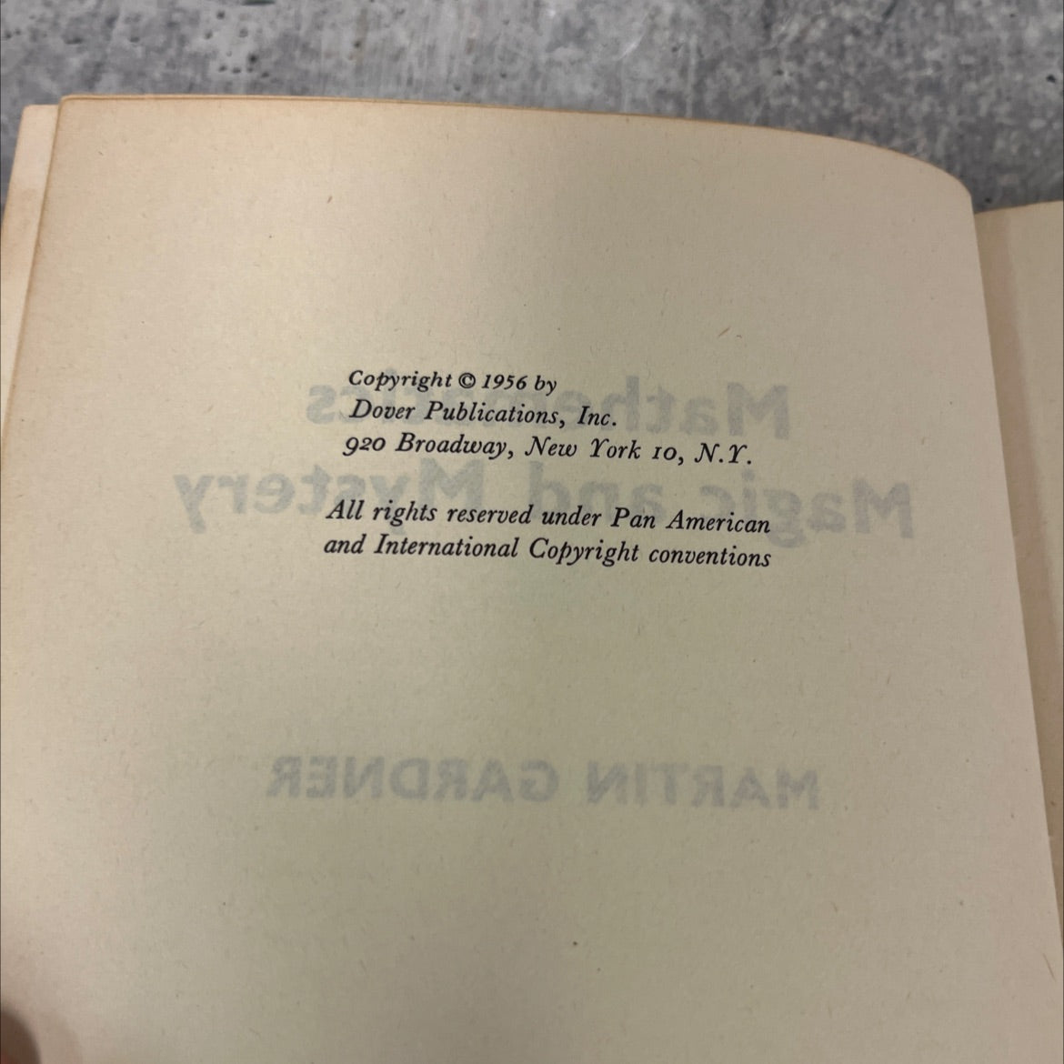 mathematics magic and mystery book, by martin gardner, 1956 Paperback image 3