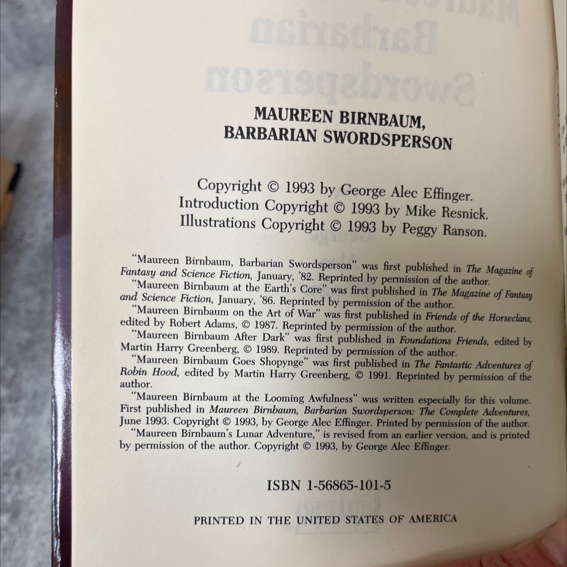 maureen birnbaum, barbarian swordsperson book, by george alec effinger, 1993 Hardcover image 3