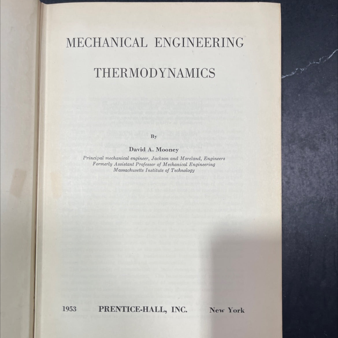 mechanical engineering thermodynamics book, by David A. Mooney, 1953 Hardcover image 2