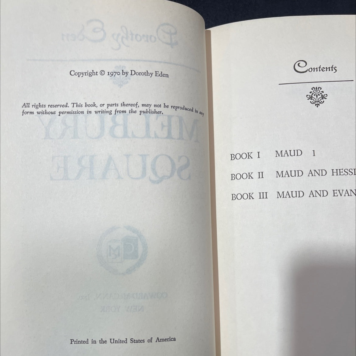 melbury maud square iii maud and evangeline book, by dorothy eden, 1970 Hardcover, Vintage image 3