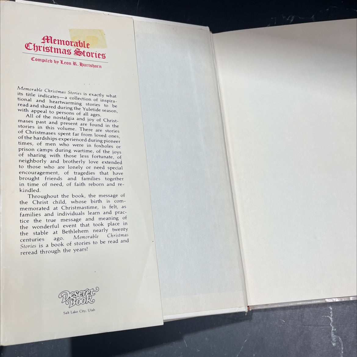 memorable christmas stories book, by leon r. hartshorn, 1980 Hardcover image 4