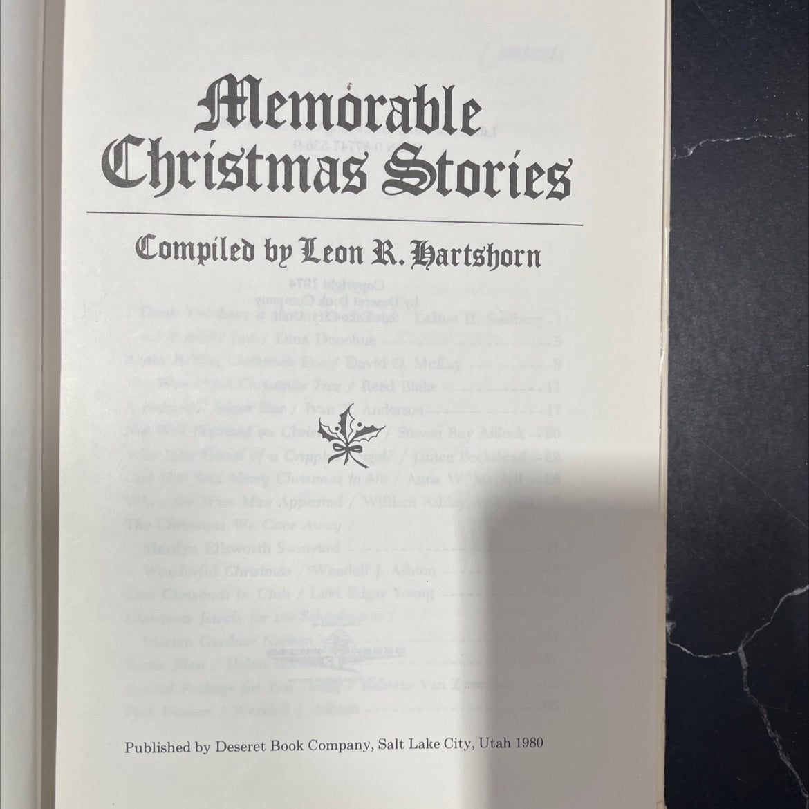 memorable christmas stories book, by leon r. hartshorn, 1980 Hardcover image 2