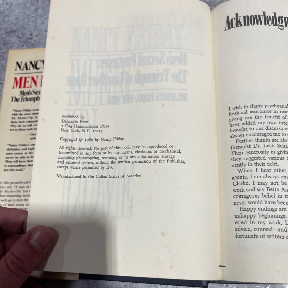 men's sexual fantasies: the triumph of love over rage book, by nancy friday, 1980 Hardcover image 3