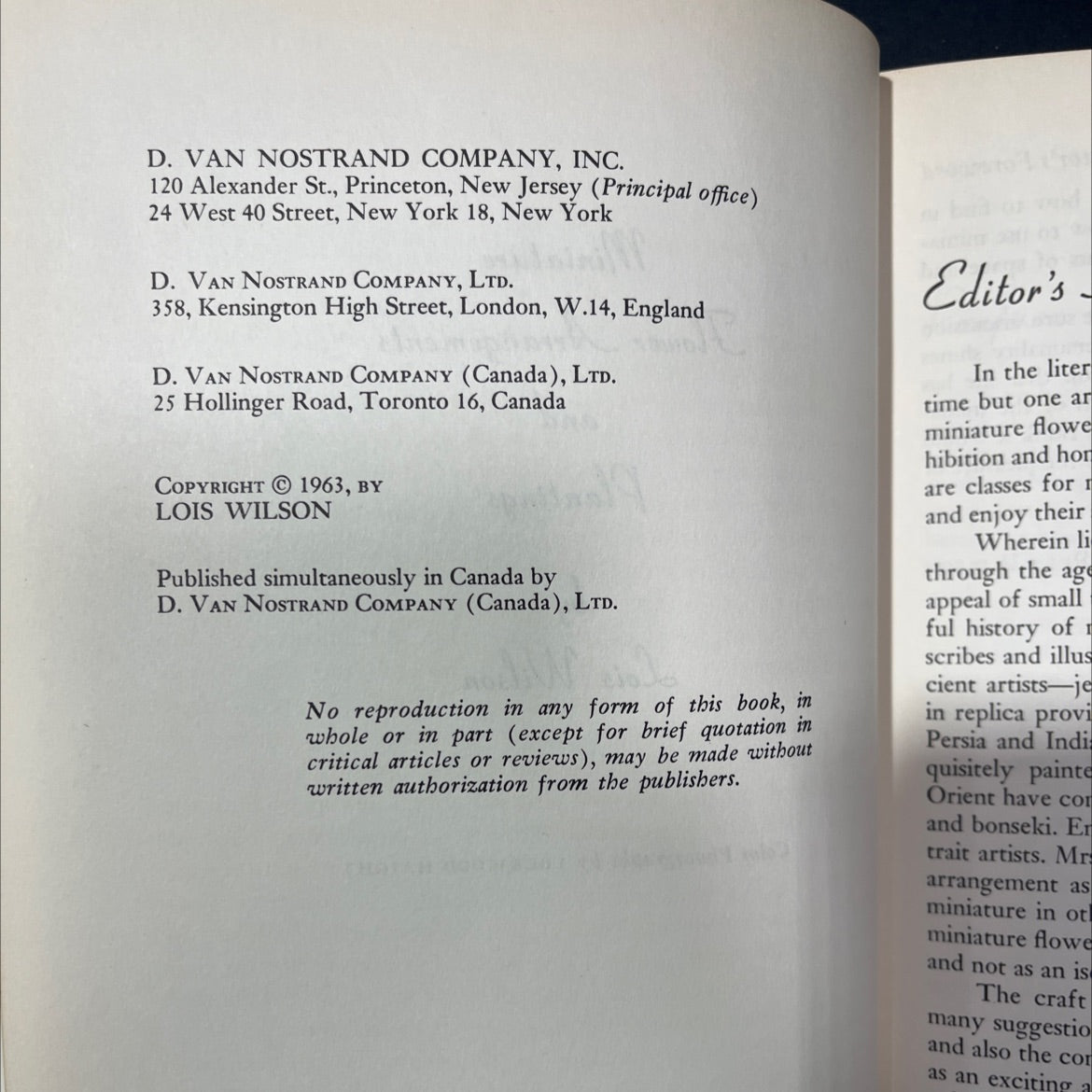 miniature flower arrangements and plantings book, by Lois Wilson, 1963 Hardcover image 3