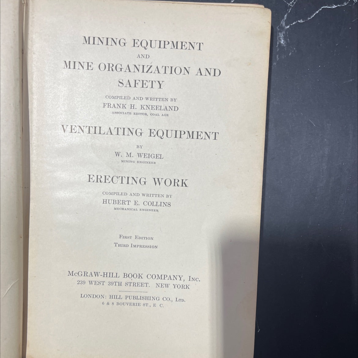 mining equipment and mine organization and safety book, by frank h. kneeland, 1915 Hardcover image 2