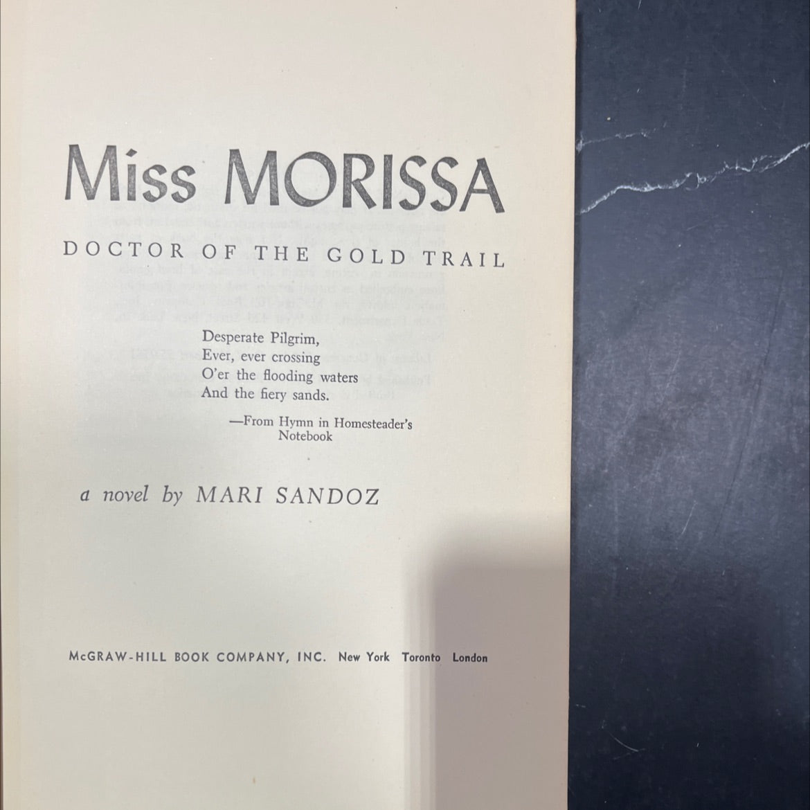 miss morissa doctor of the gold trail book, by mari sandoz, 1955 Hardcover image 2