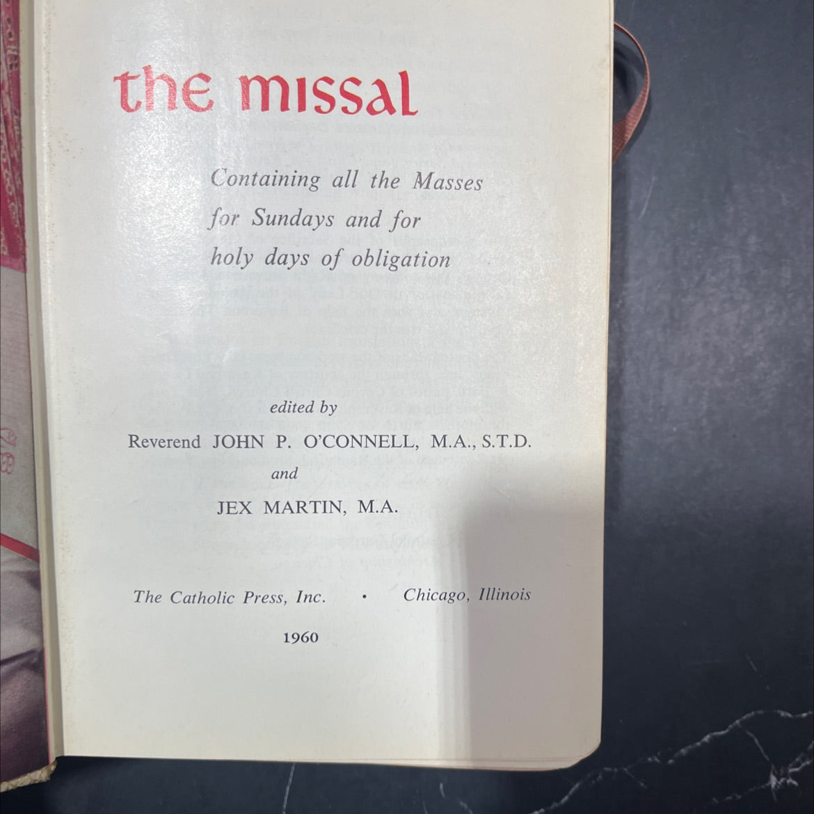 missal containing all the masses for sundays and for holy days of obligation book, by reverend john p. o'connell, m.a., image 2
