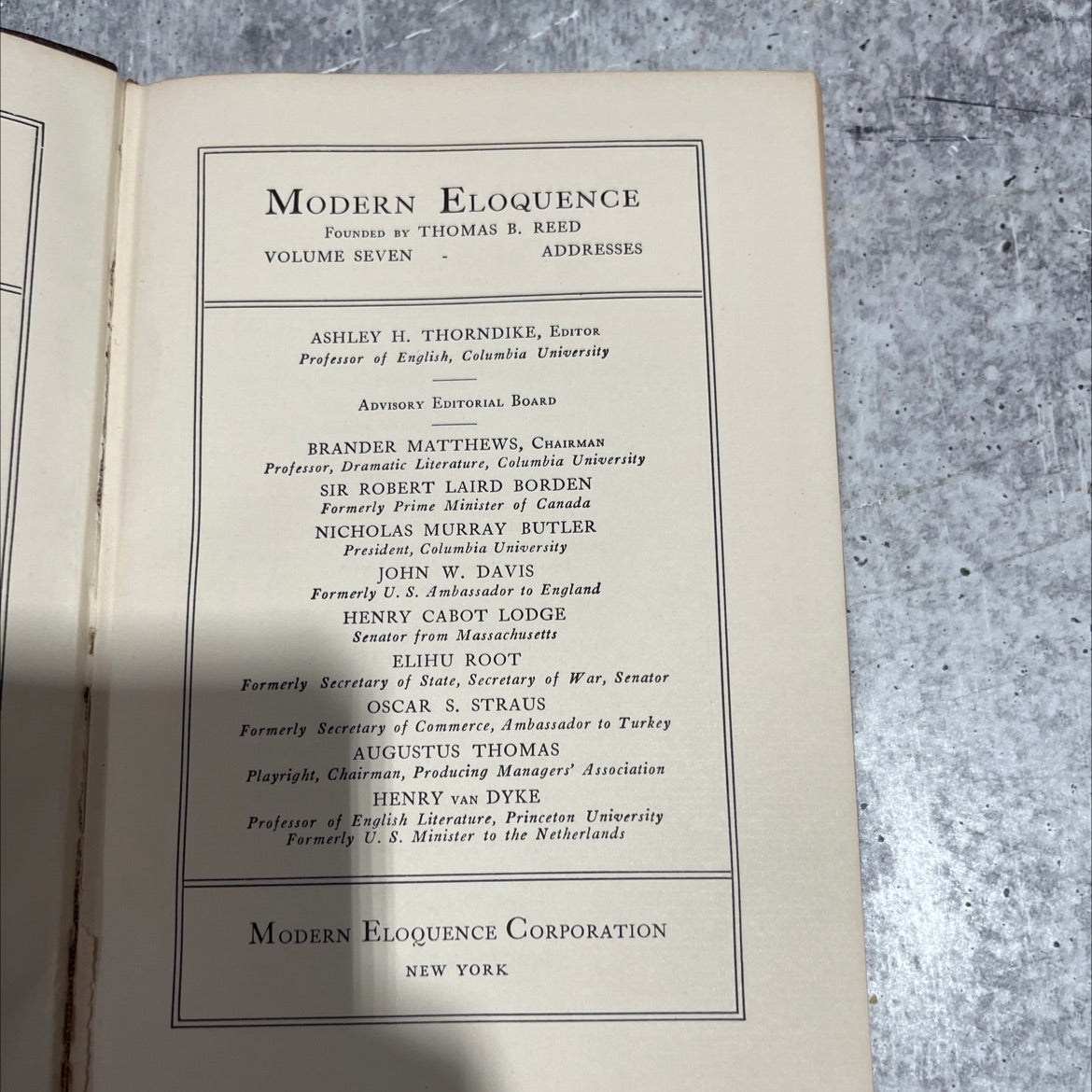 modern eloquence founded by thomas b. reed volume seven addresses book, by unknown, 1923 Hardcover image 2