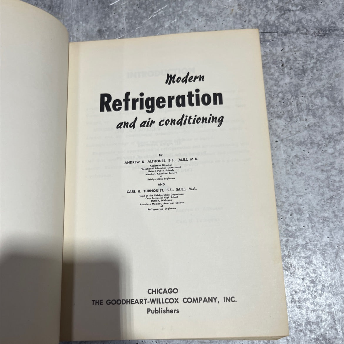 modern refrigeration and air conditioning book, by andrew d. althouse, carl h. turnquist, 1960 Hardcover image 2