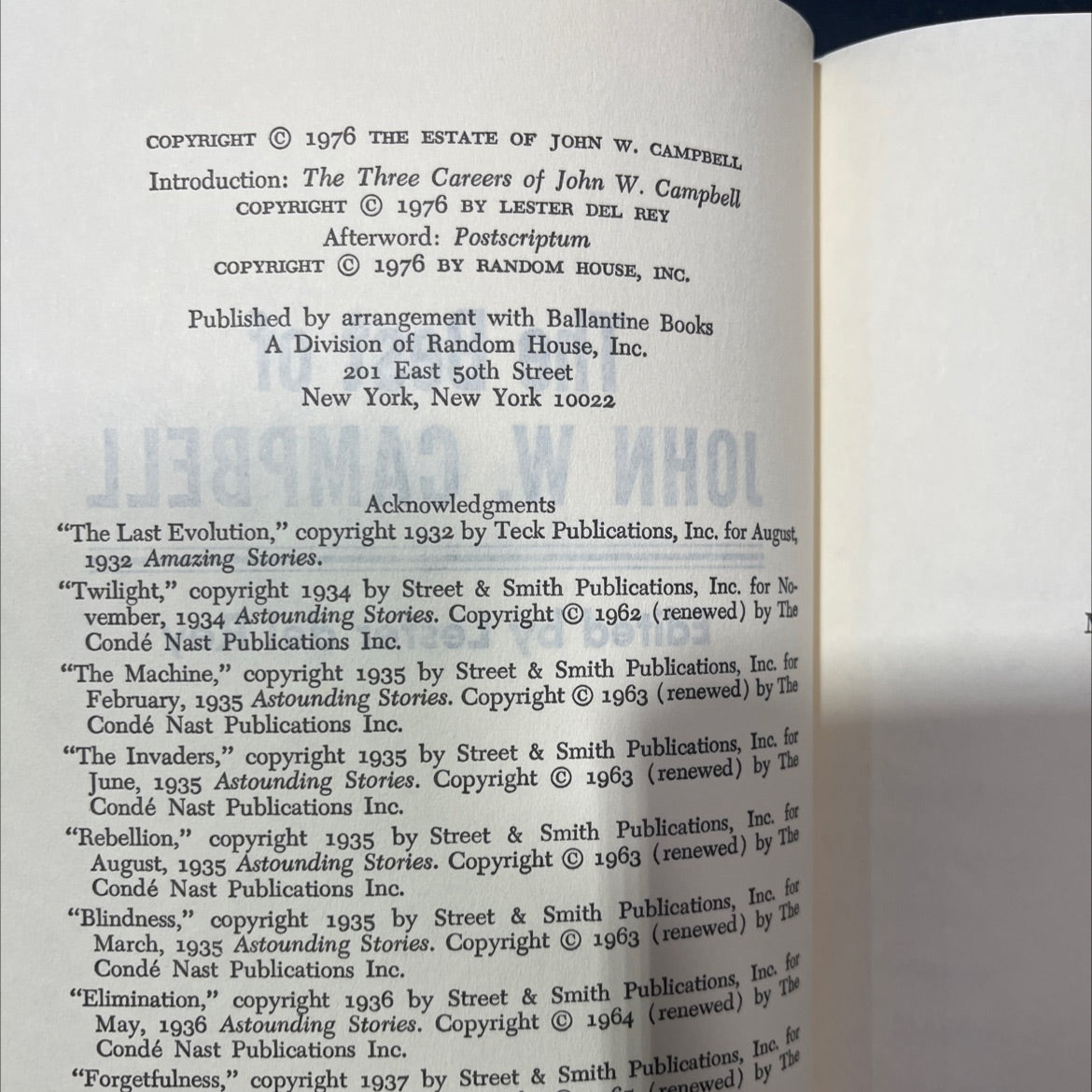 molto state to at 1800 sodal the best of john w. campbell book, by john w. campbell, 1976 Hardcover image 3
