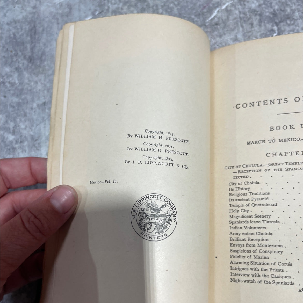 montezuma ii., emperor of mexico. history of the conquest of mexico book, by william h. prescott, 1873 Hardcover image 3