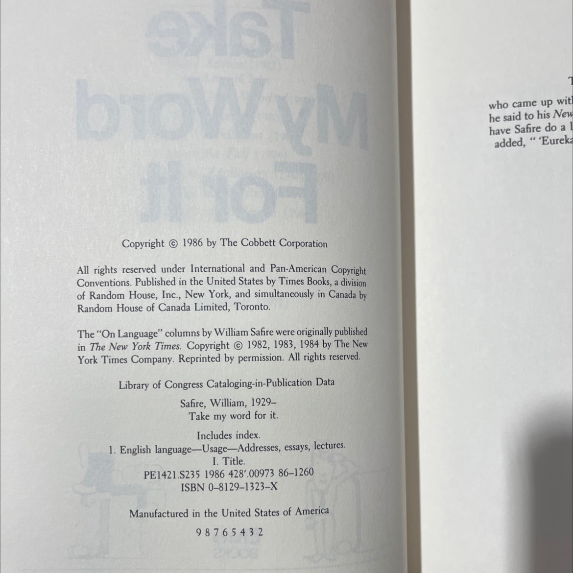 more on language book, by william safire, 1986 Hardcover image 3