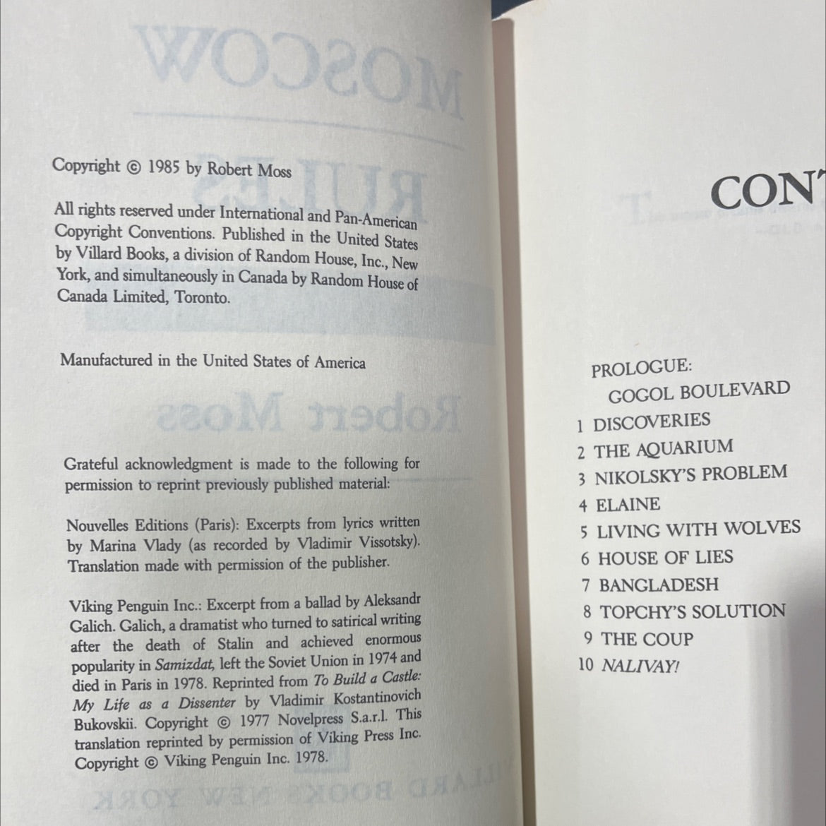 moscow rules book, by Robert Moss, 1985 Hardcover image 3