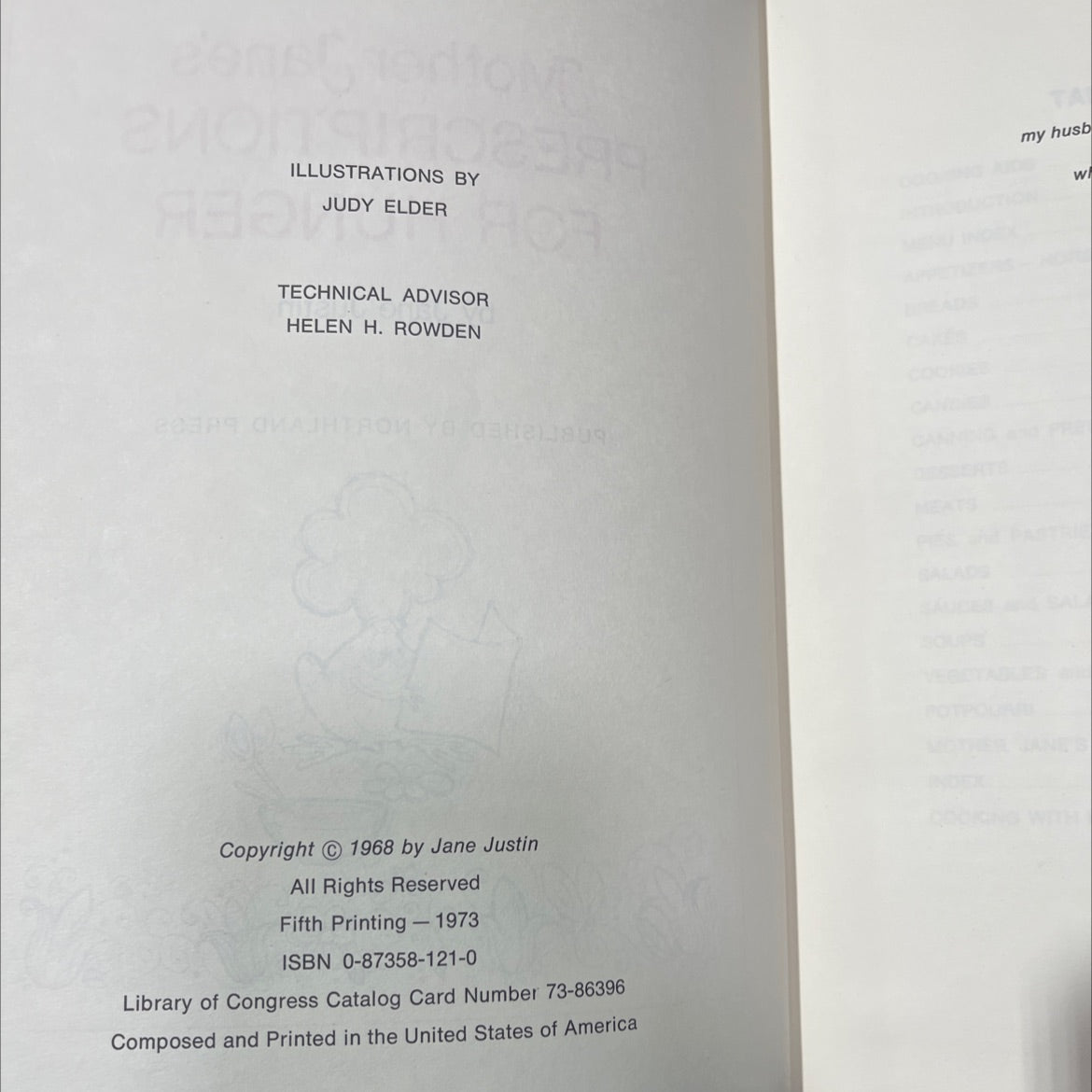 mother jane's prescriptions for hunger book, by jane justin, 1973 Hardcover image 3