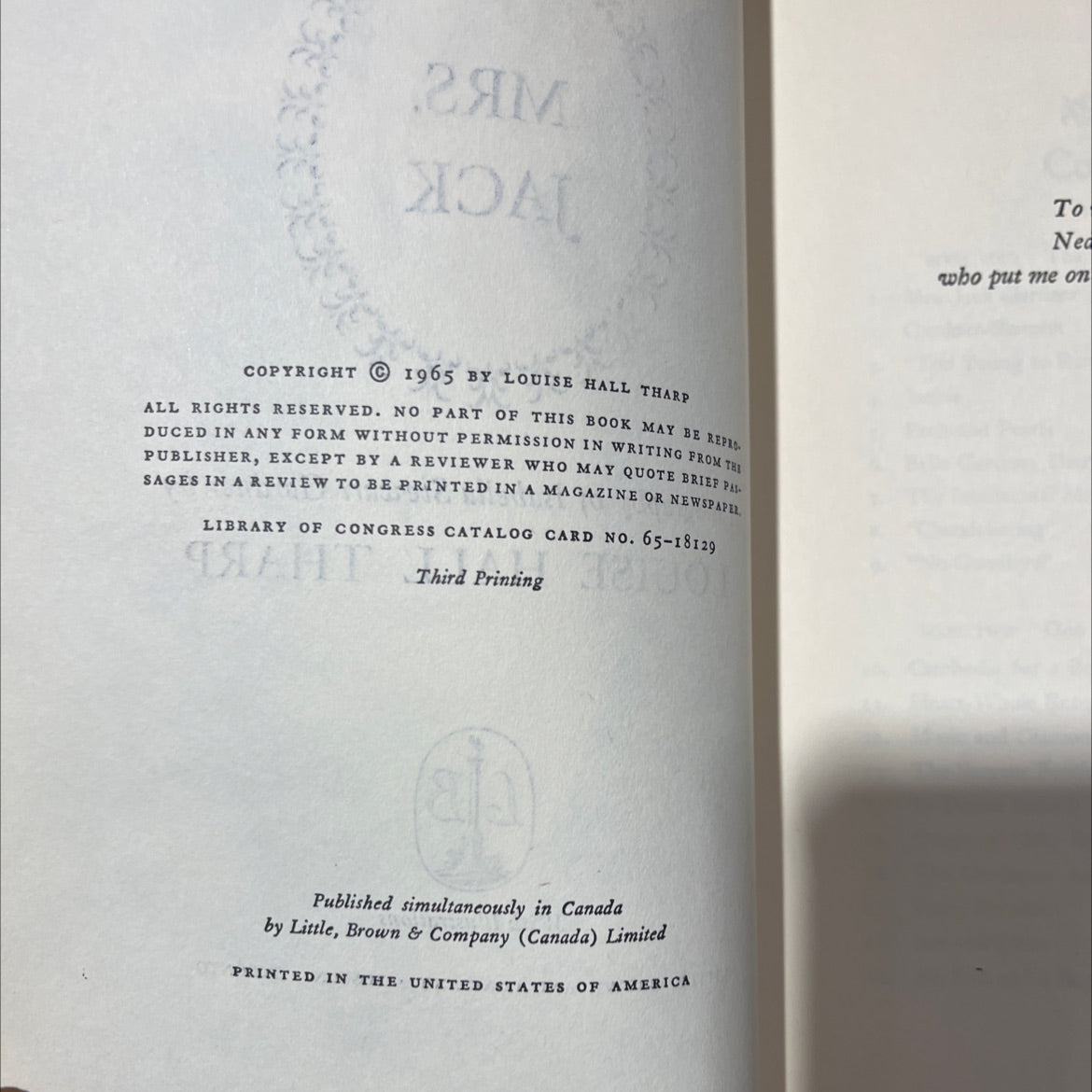 mrs. jack a biography of isabella stewart gardner book, by louise hall tharp, 1965 Hardcover image 3