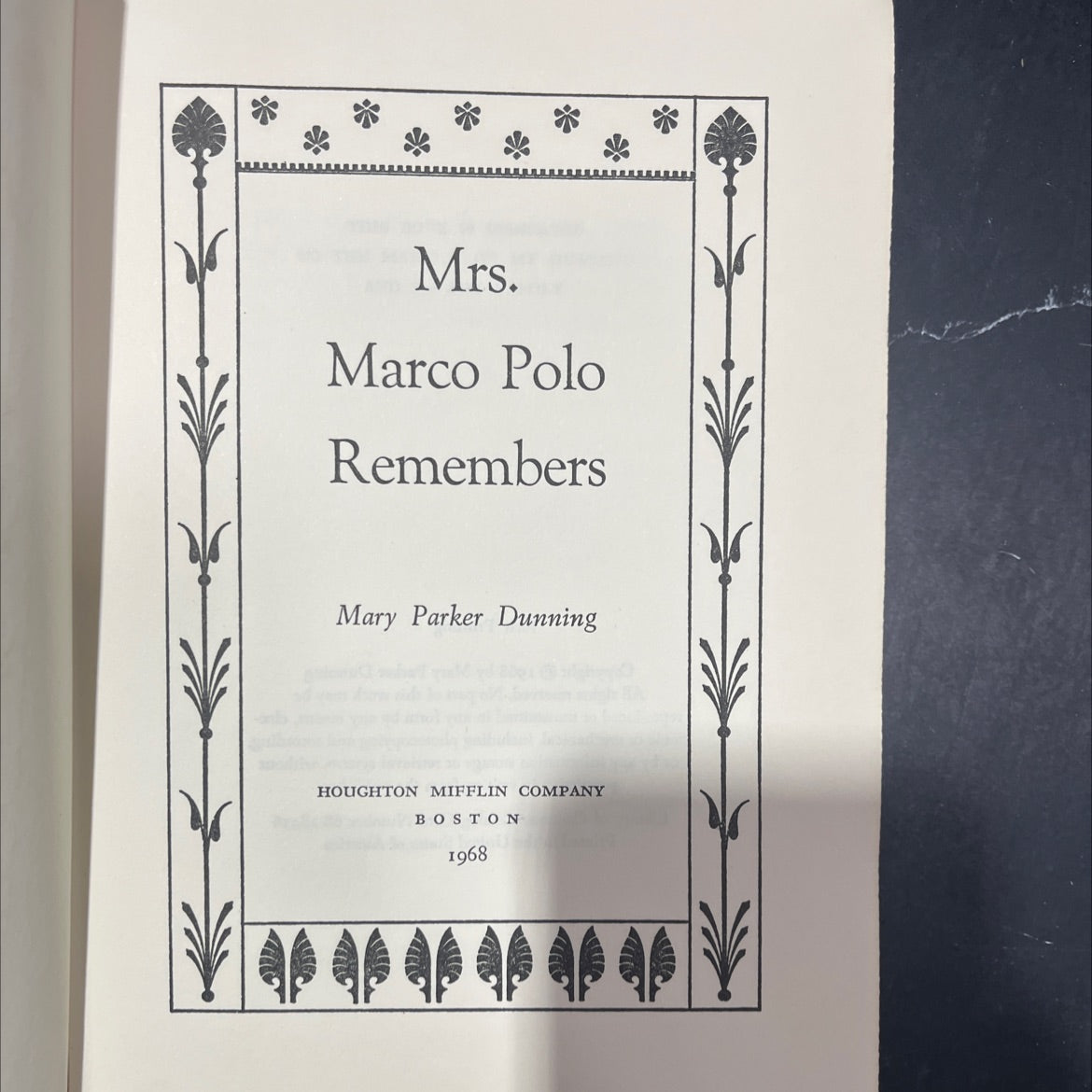 mrs. marco polo remembers book, by mary parker dunning, 1968 Hardcover image 2