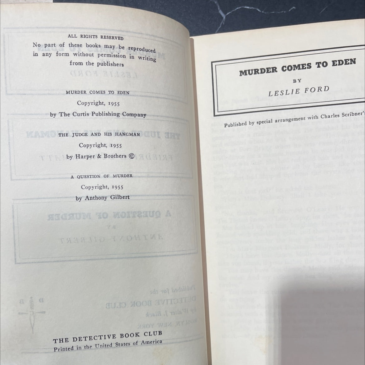 murder comes to eden book, by leslie ford, 1955 Hardcover image 3