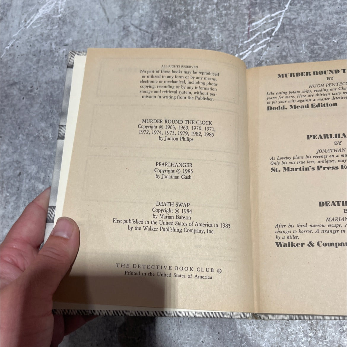 murder round the clock book, by hugh pentecost, 1985 Hardcover image 3