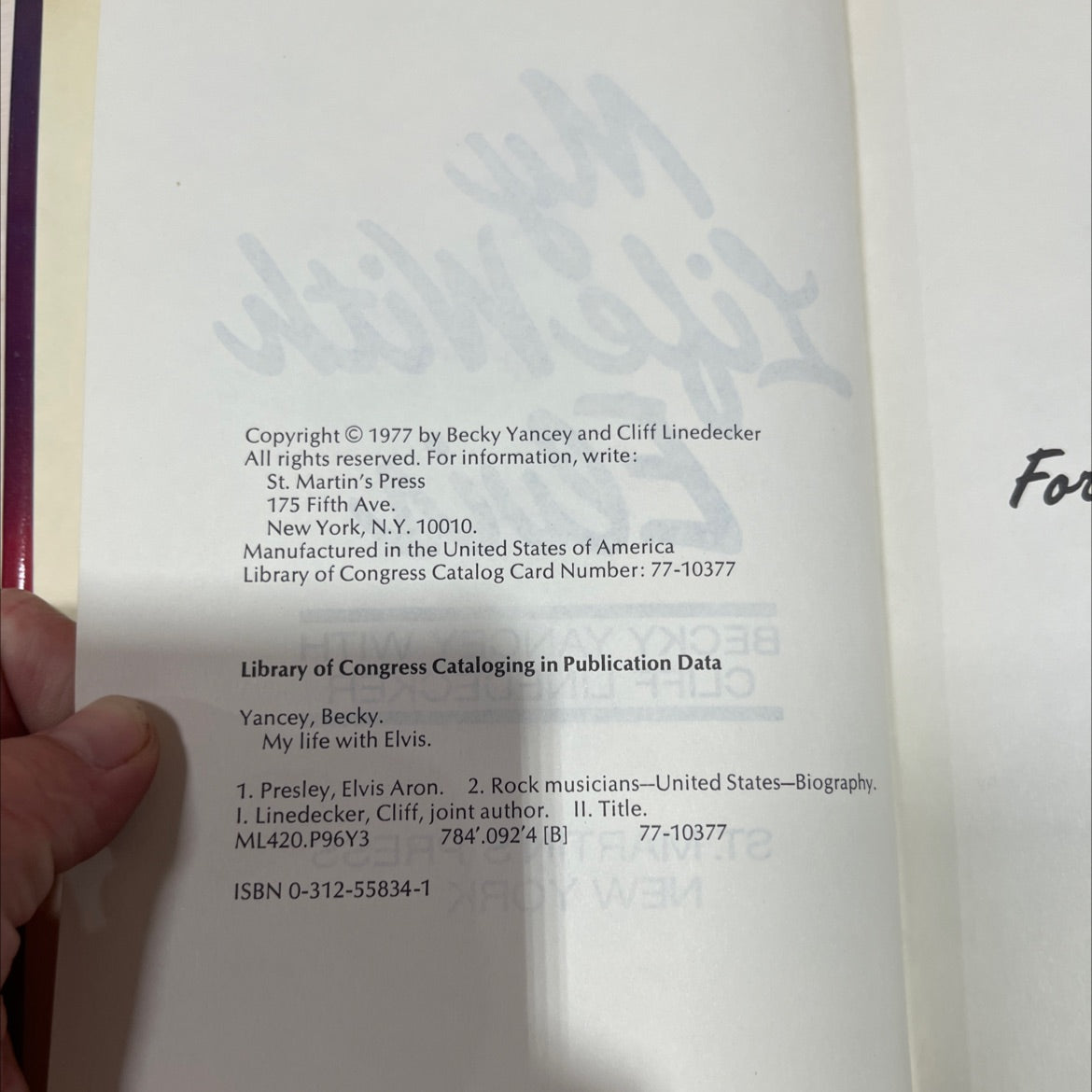 SIGNED my life with elvis book, by becky yancey with cliff linedecker, 1977 Hardcover, First Edition, Vintage image 3