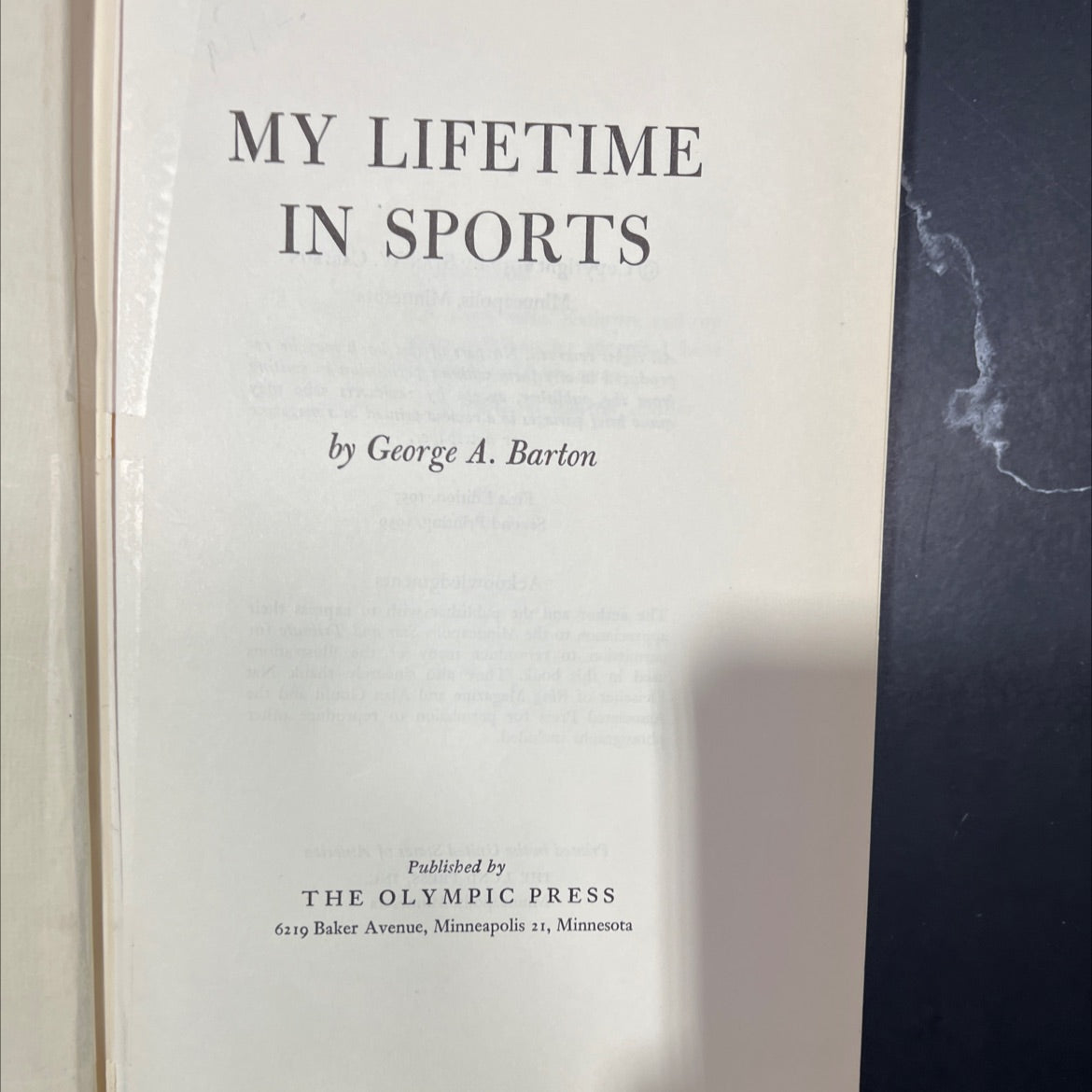 my lifetime in sports book, by george a. barton, 1957 Hardcover image 2