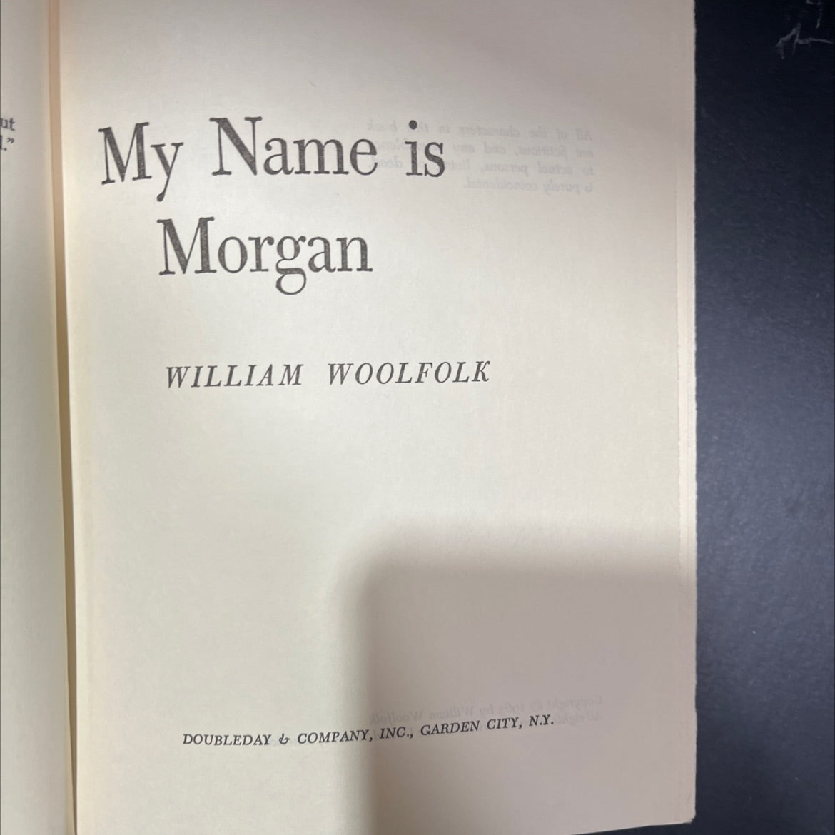 my name is morgan book, by william woolfolk, 1963 Hardcover image 2