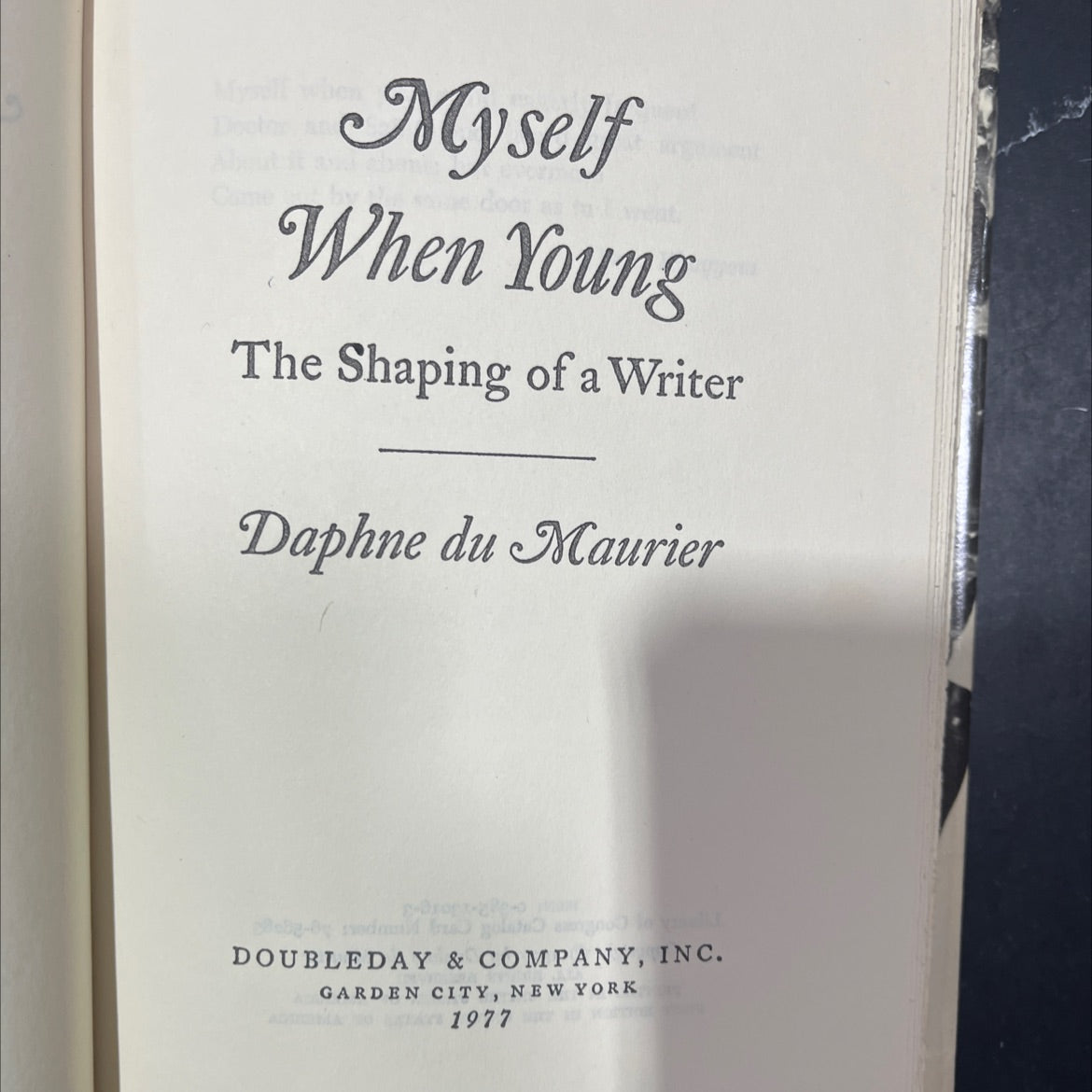 myself when young the shaping of a writer book, by daphne du maurier, 1977 Hardcover image 2