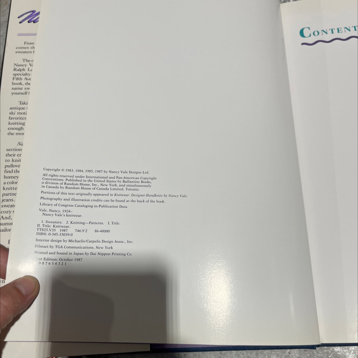 nancy vale's knitwear book, by Nancy Vale, 1987 Hardcover image 3