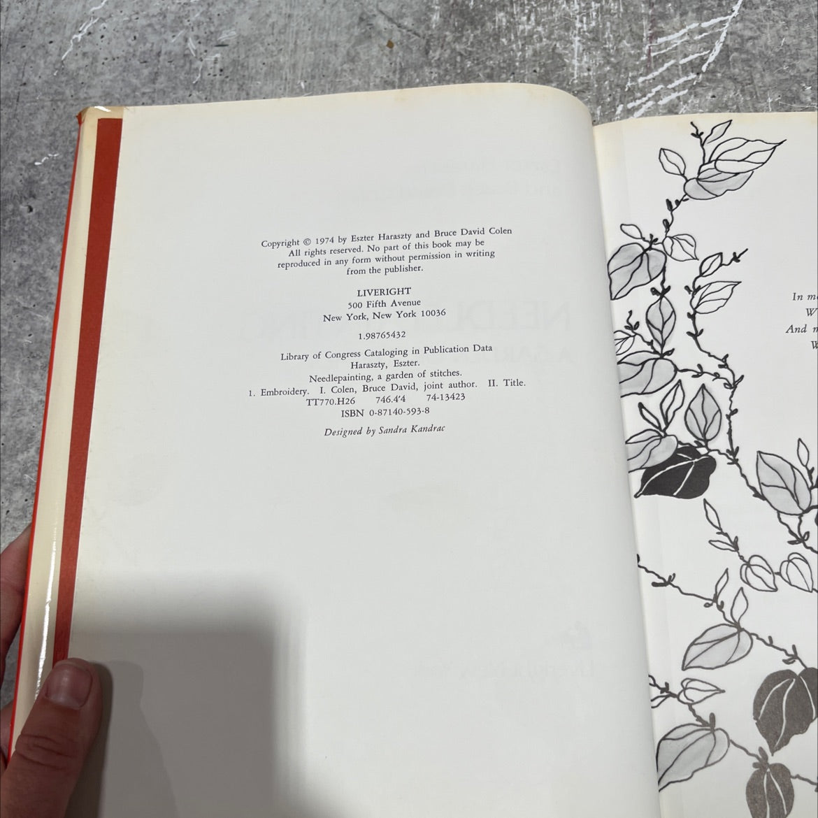 needlepainting a garden of stitches book, by Eszter Haraszty and Bruce David Colen, 1974 Hardcover image 3