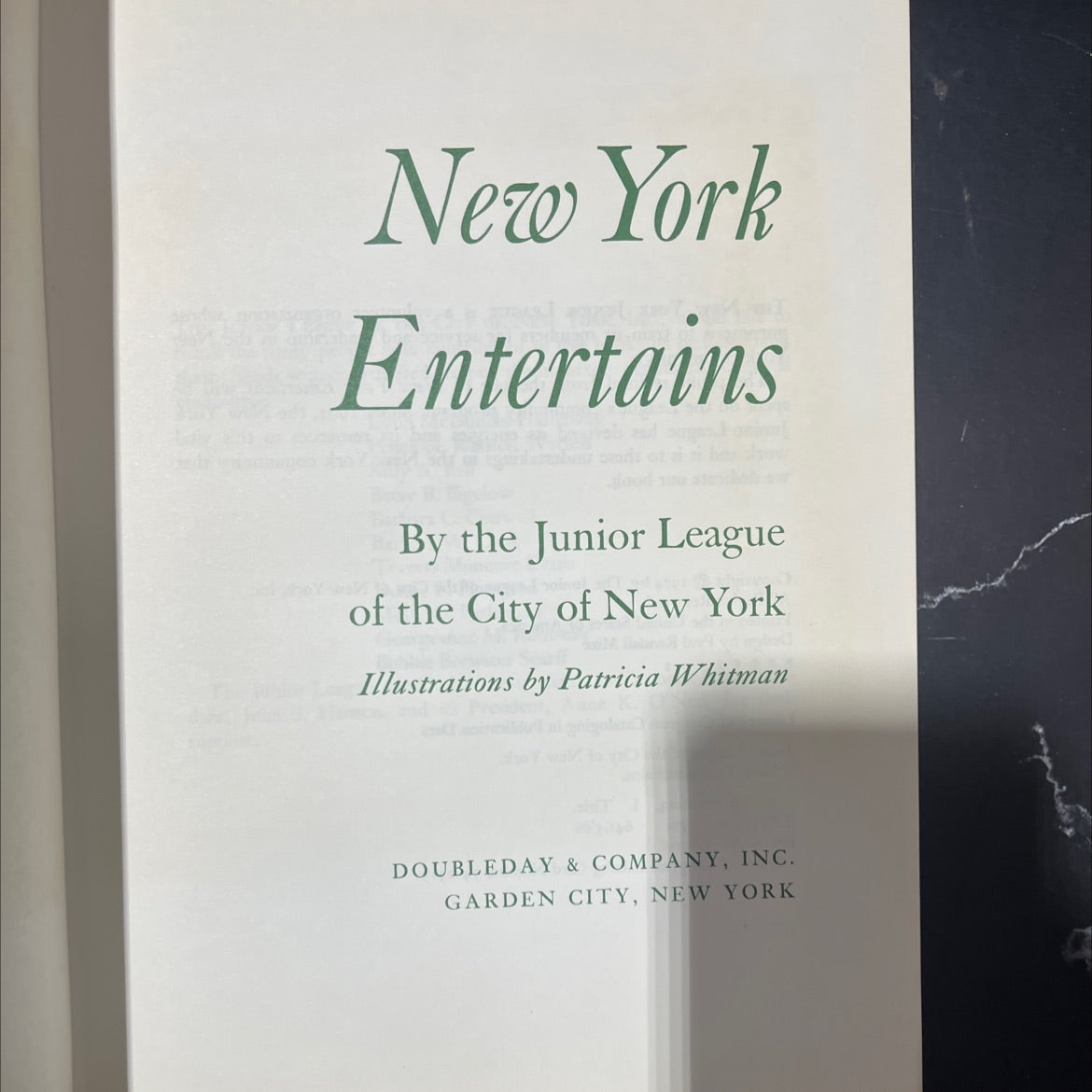new york entertains book, by junior league of the city of new york, 1974 Hardcover image 2