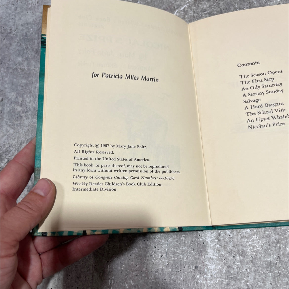 nicolau's prize book, by Mary Jane Foltz, 1967 Hardcover image 3