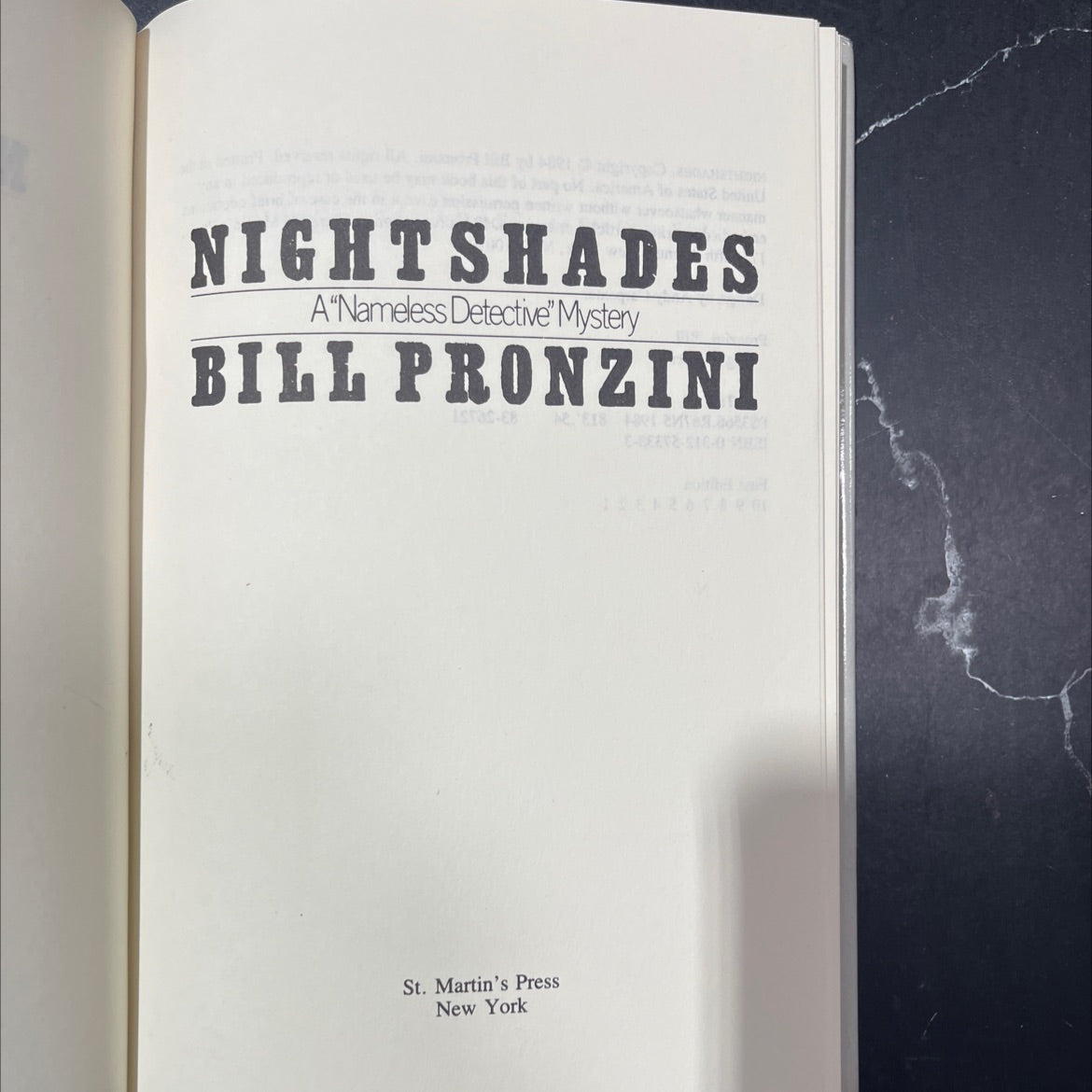 nightshades book, by Bill Pronzini, 1984 Hardcover image 2