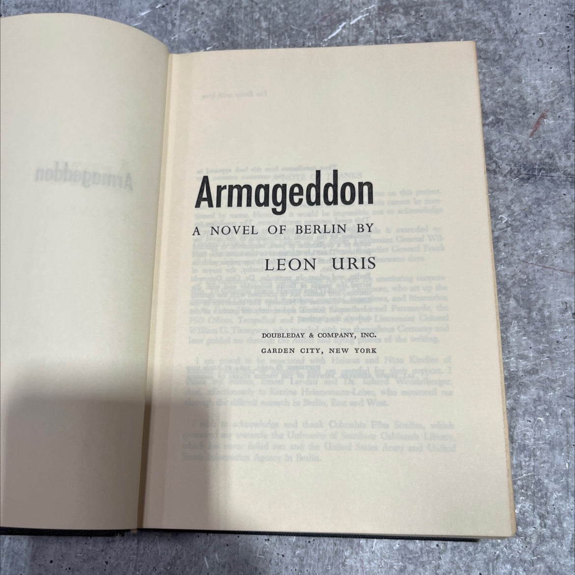nobbogomA armageddon a novel of berlin book, by leon uris, 1964 Hardcover image 2