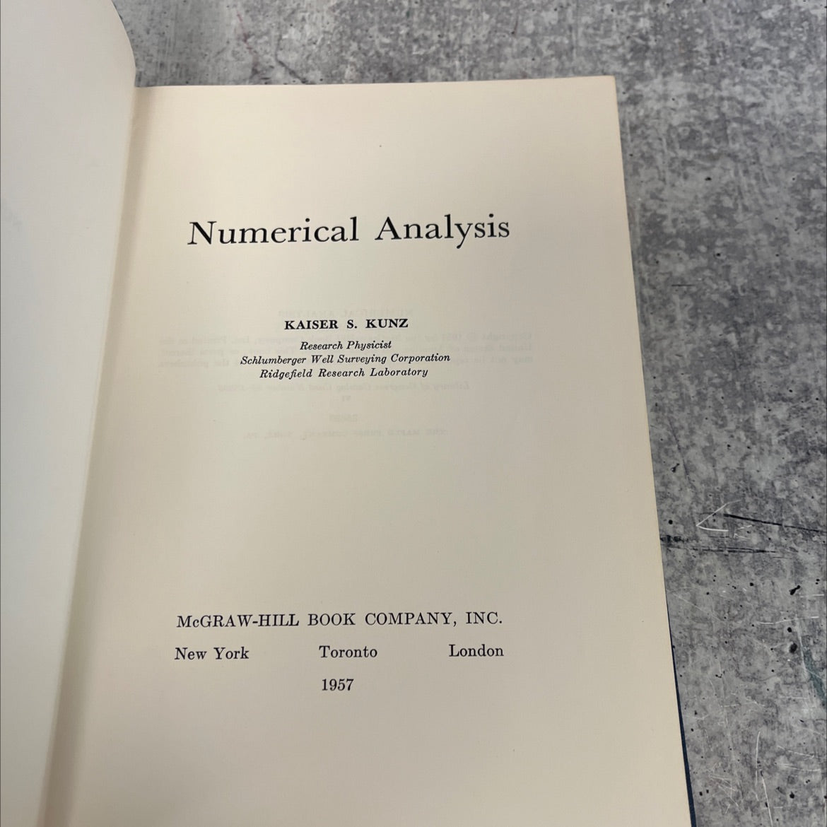 numerical analysis book, by s. kunz, 1957 Hardcover image 2