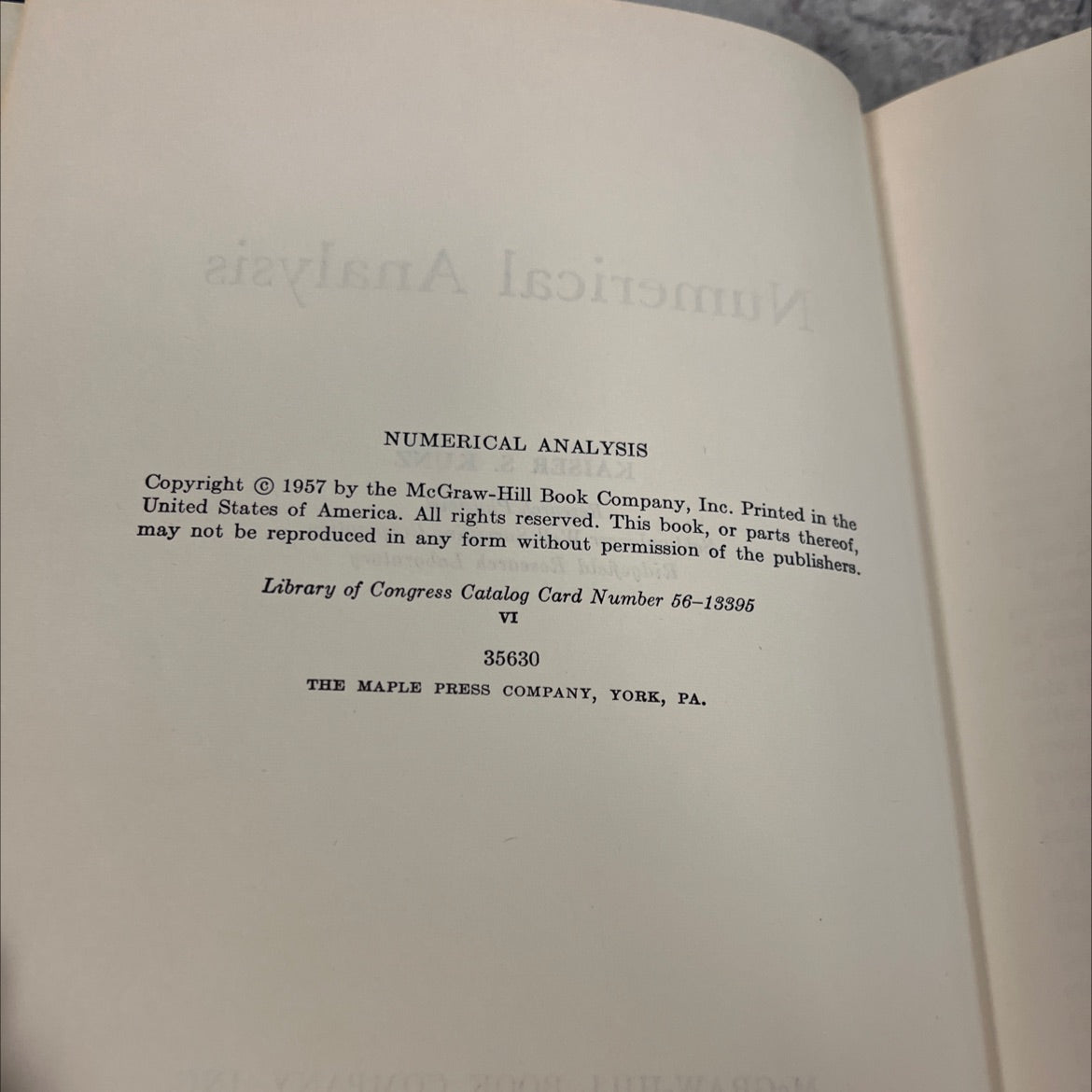 numerical analysis book, by s. kunz, 1957 Hardcover image 3