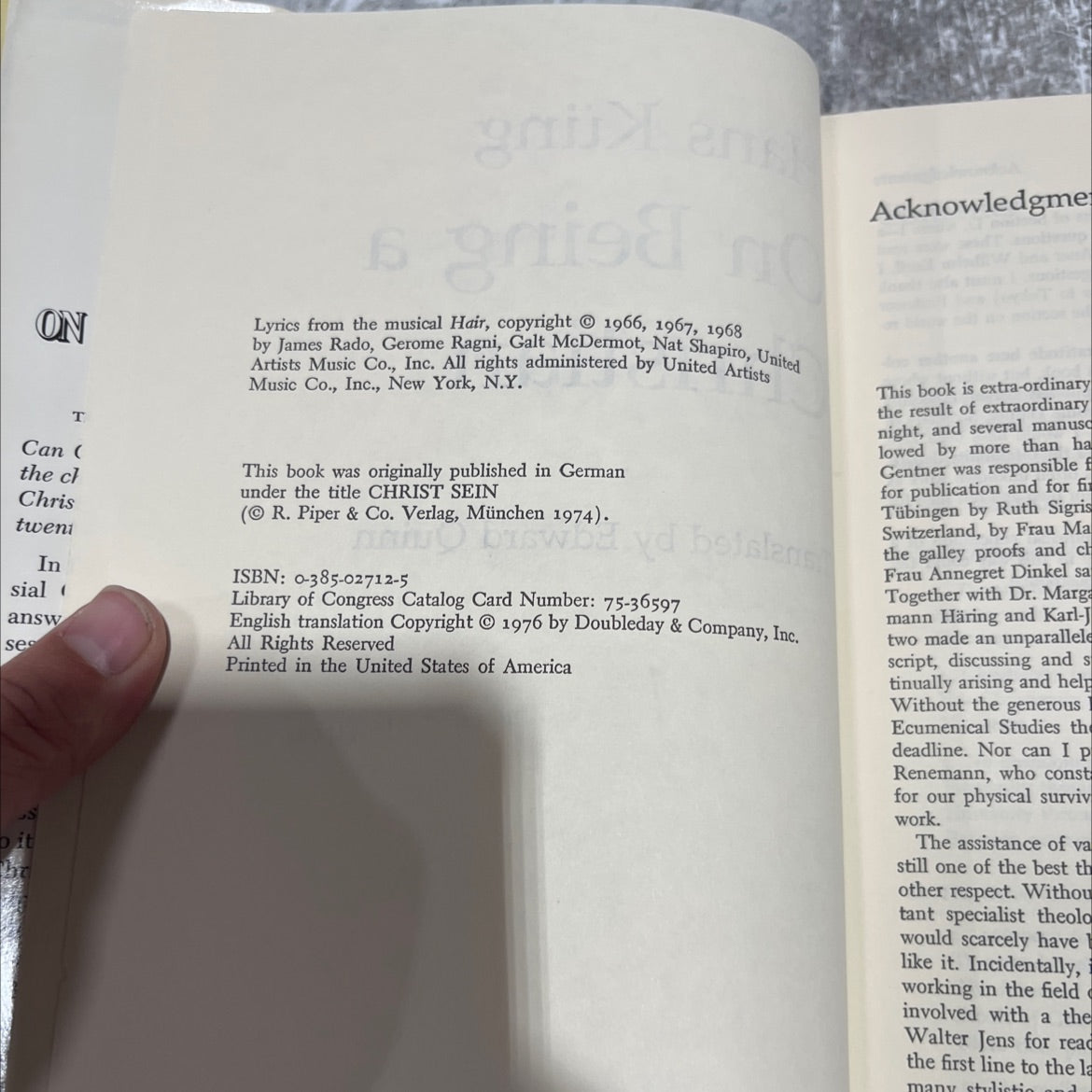 on being a christian book, by hans küng, 1976 Hardcover image 3